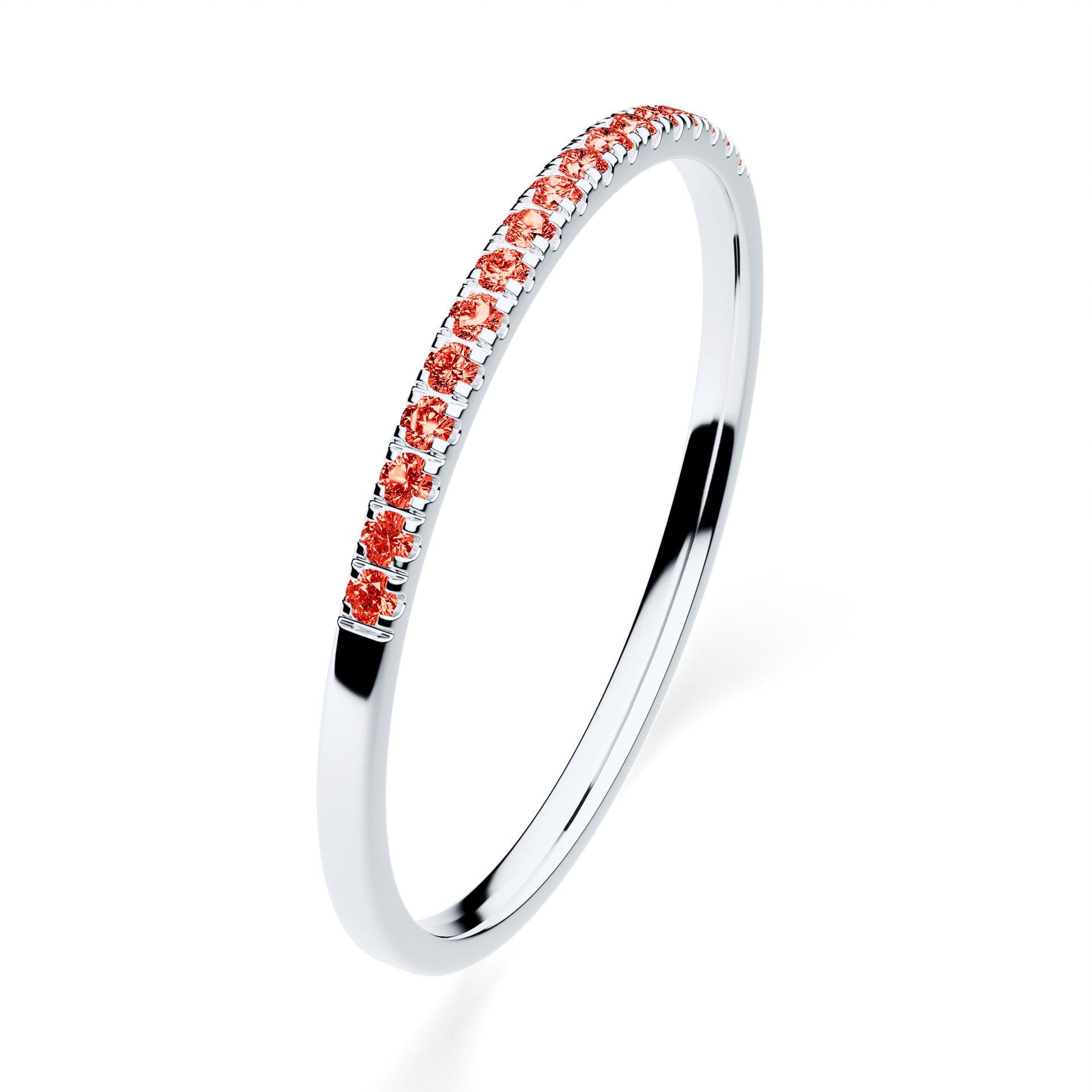 Dostawka Rosie z białego złota z czerwonym diamentem laboratoryjnym 0,08ct