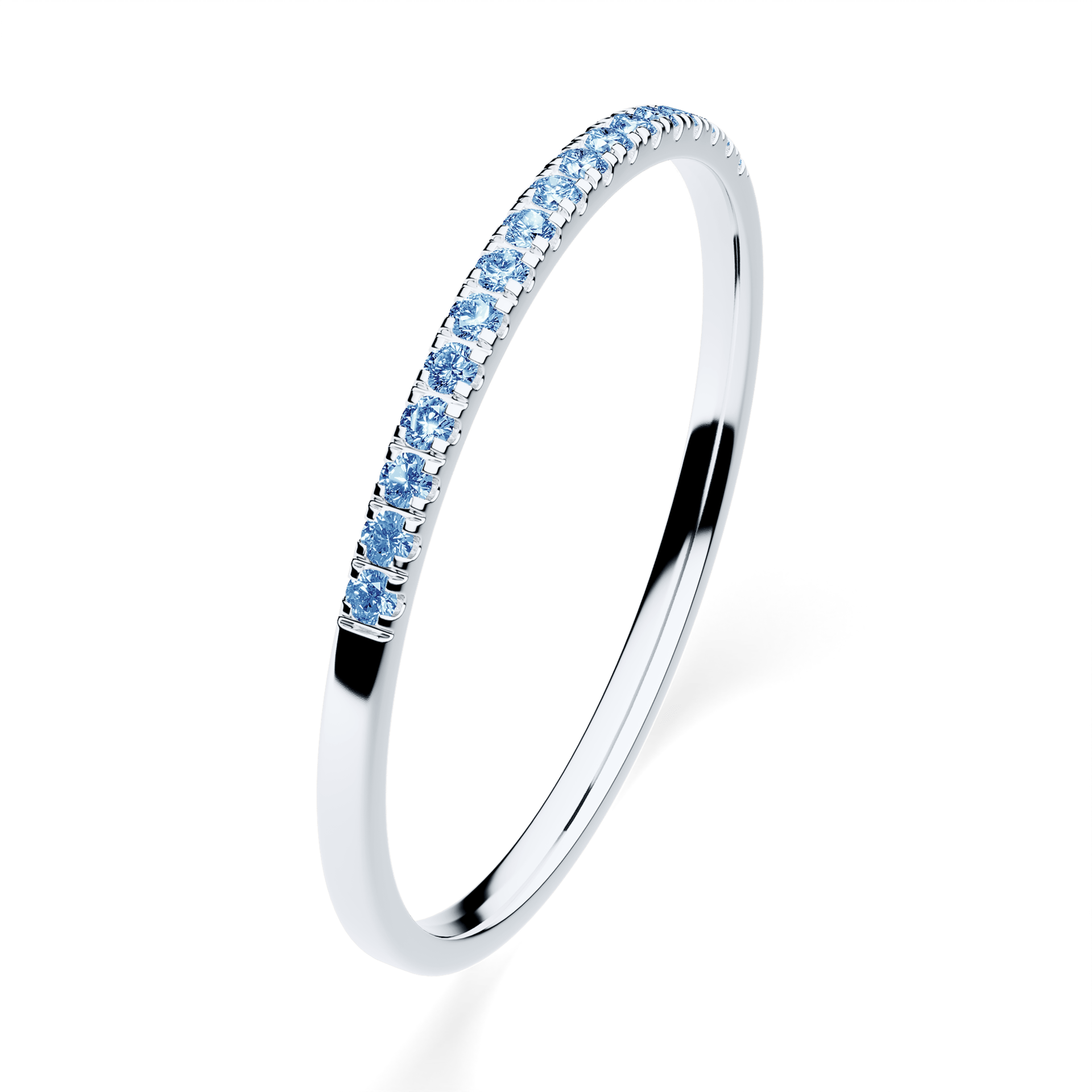 Dostawka Rosie z białego złota z niebieskim diamentem laboratoryjnym 0,08ct