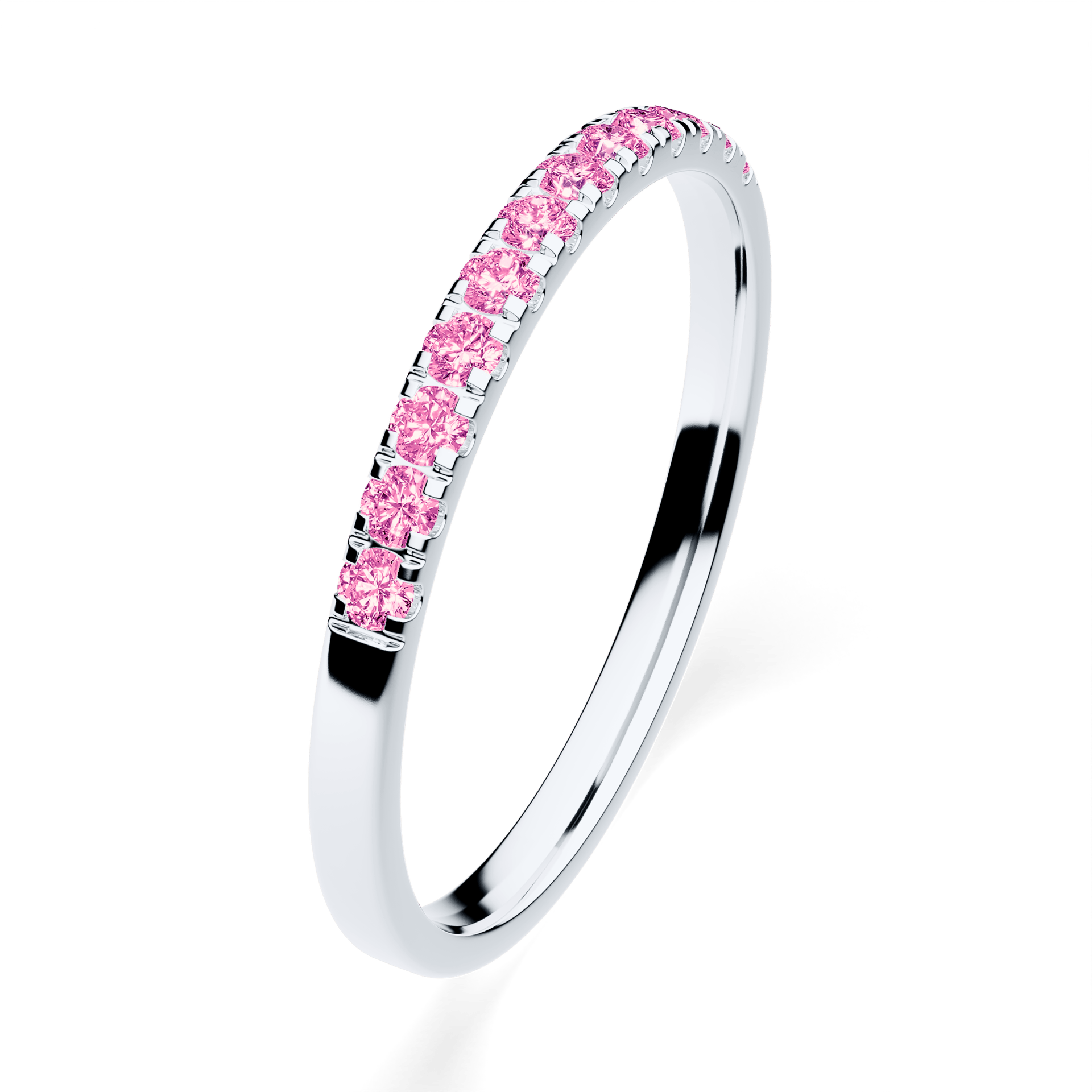 Dostawka Rosie z białego złota z różowym diamentem laboratoryjnym 0,18ct