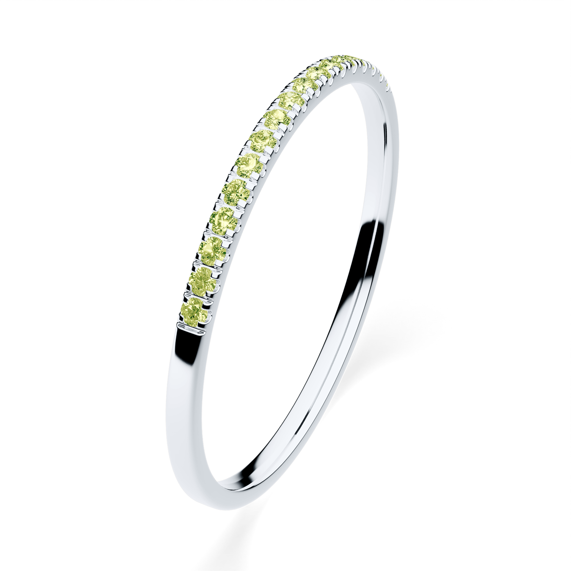 Dostawka Rosie z białego złota z jasnym zielonym diamentem laboratoryjnym 0,08ct