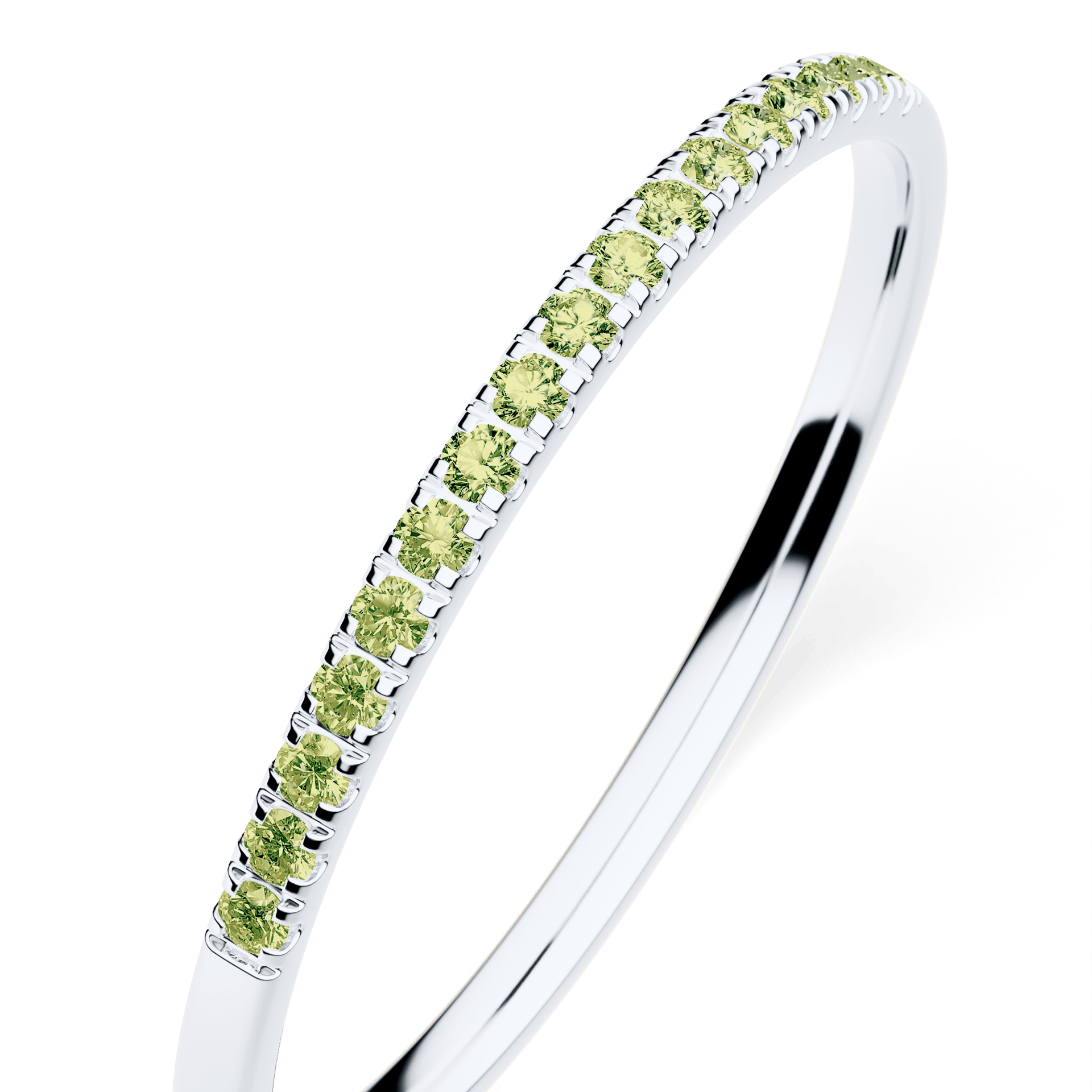 Dostawka Rosie z białego złota z jasnym zielonym diamentem laboratoryjnym 0,08ct