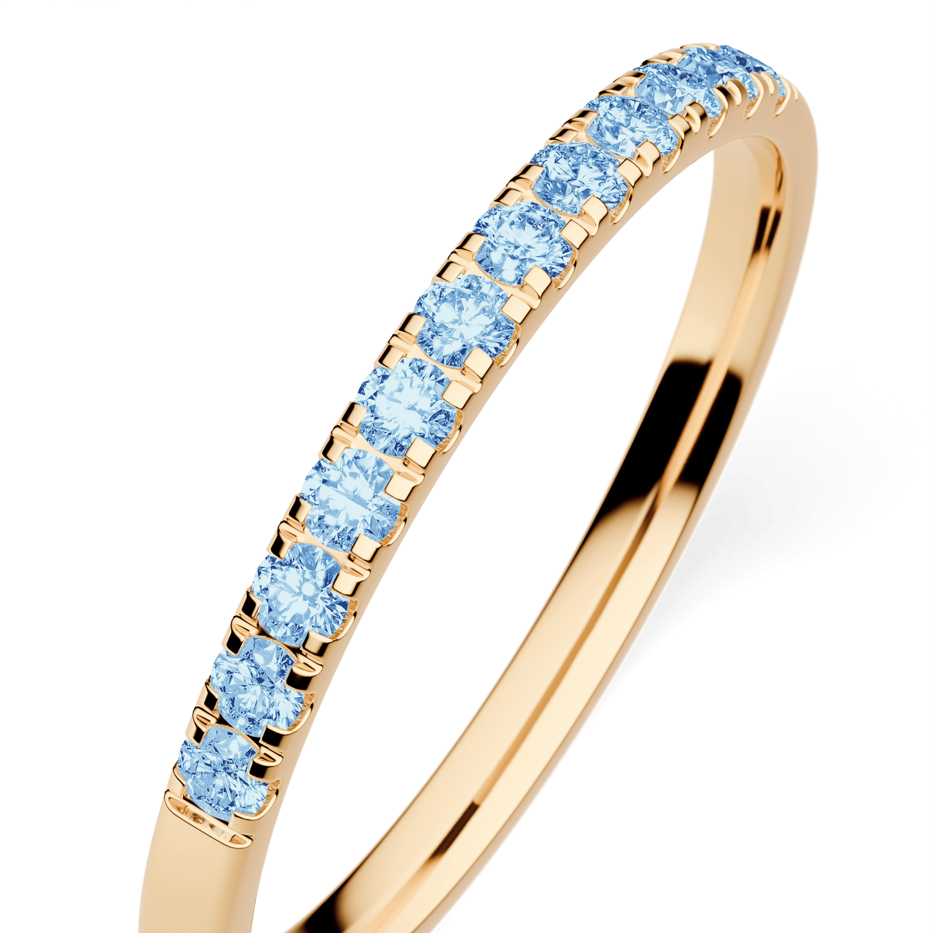 Dostawka Rosie z żółtego złota z niebieskim diamentem laboratoryjnym 0,18ct