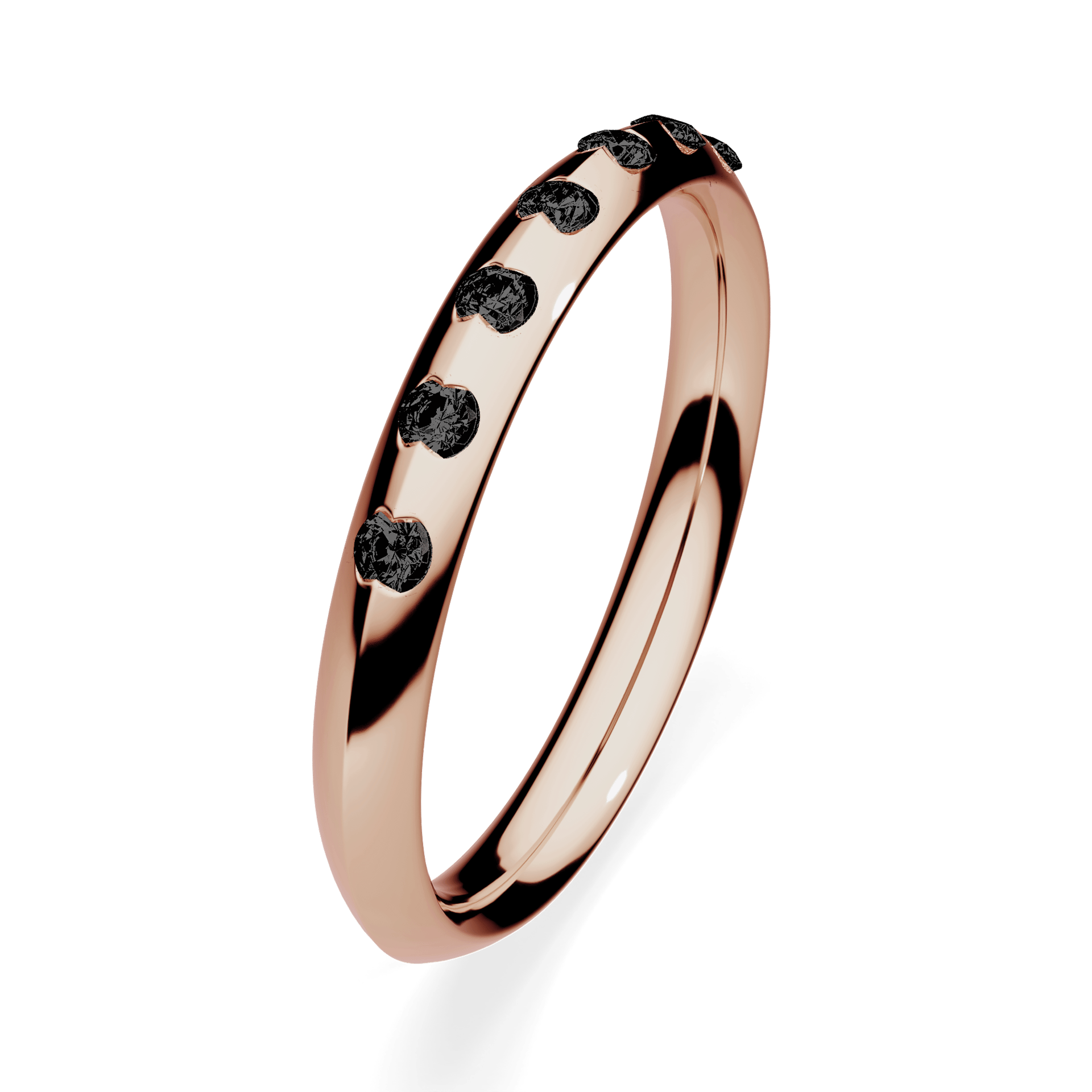 Obrączka z diamentami Baby z różowego złota 2,5mm z czarnym diamentem laboratoryjnym