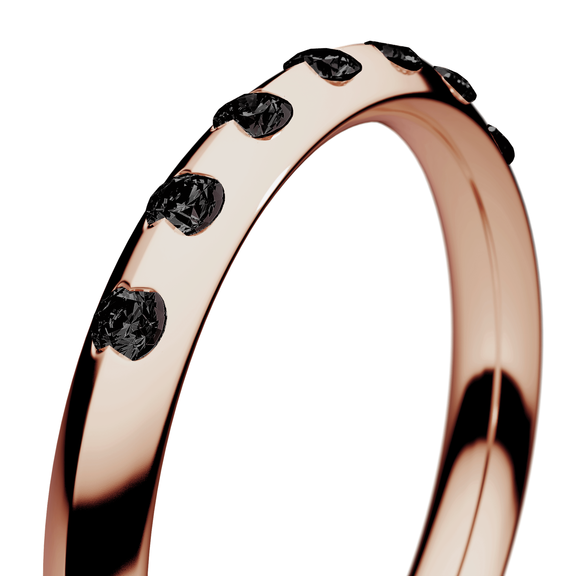 Obrączka z diamentami Baby z różowego złota 2,5mm z czarnym diamentem laboratoryjnym