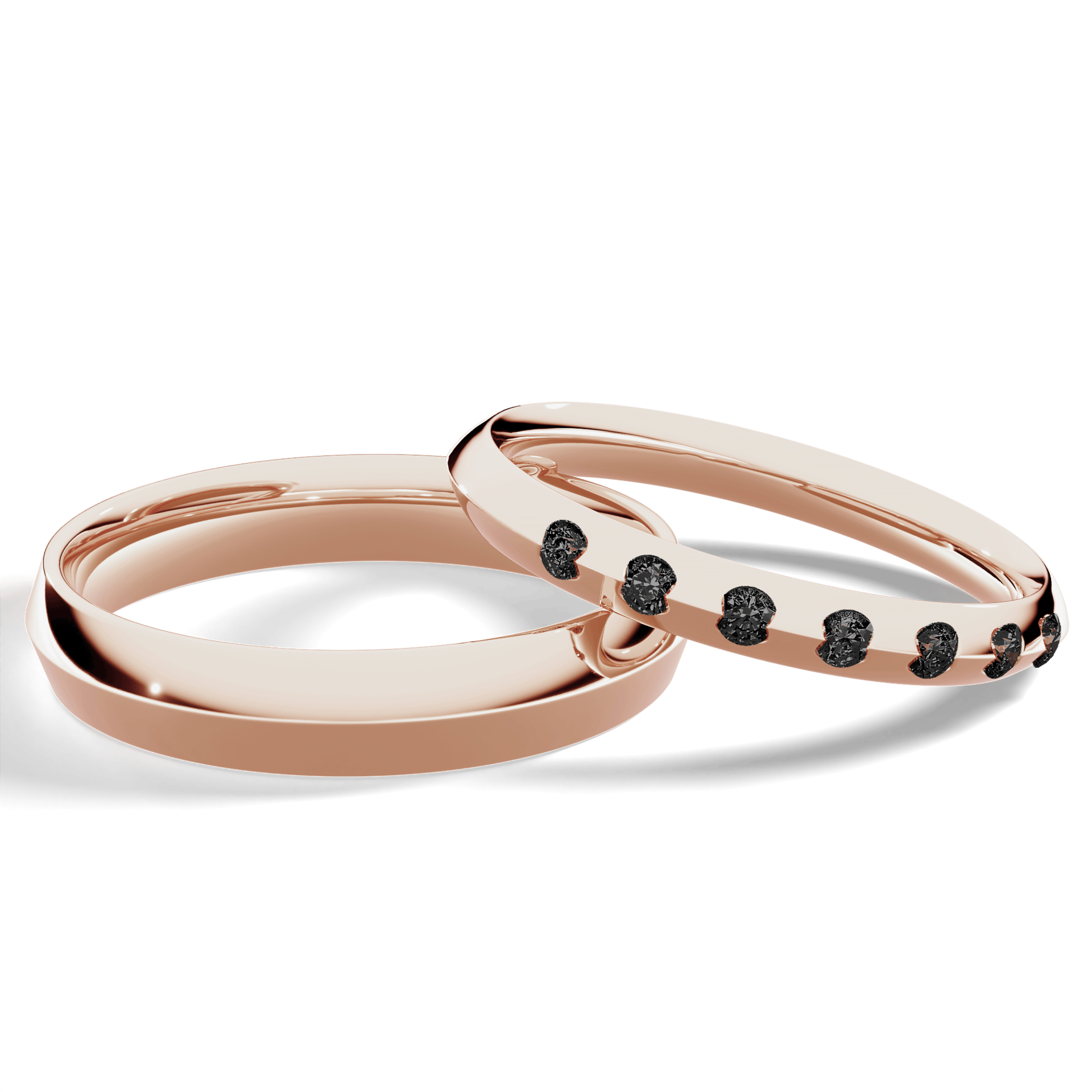 Obrączka z diamentami Baby z różowego złota 2,5mm z czarnym diamentem laboratoryjnym
