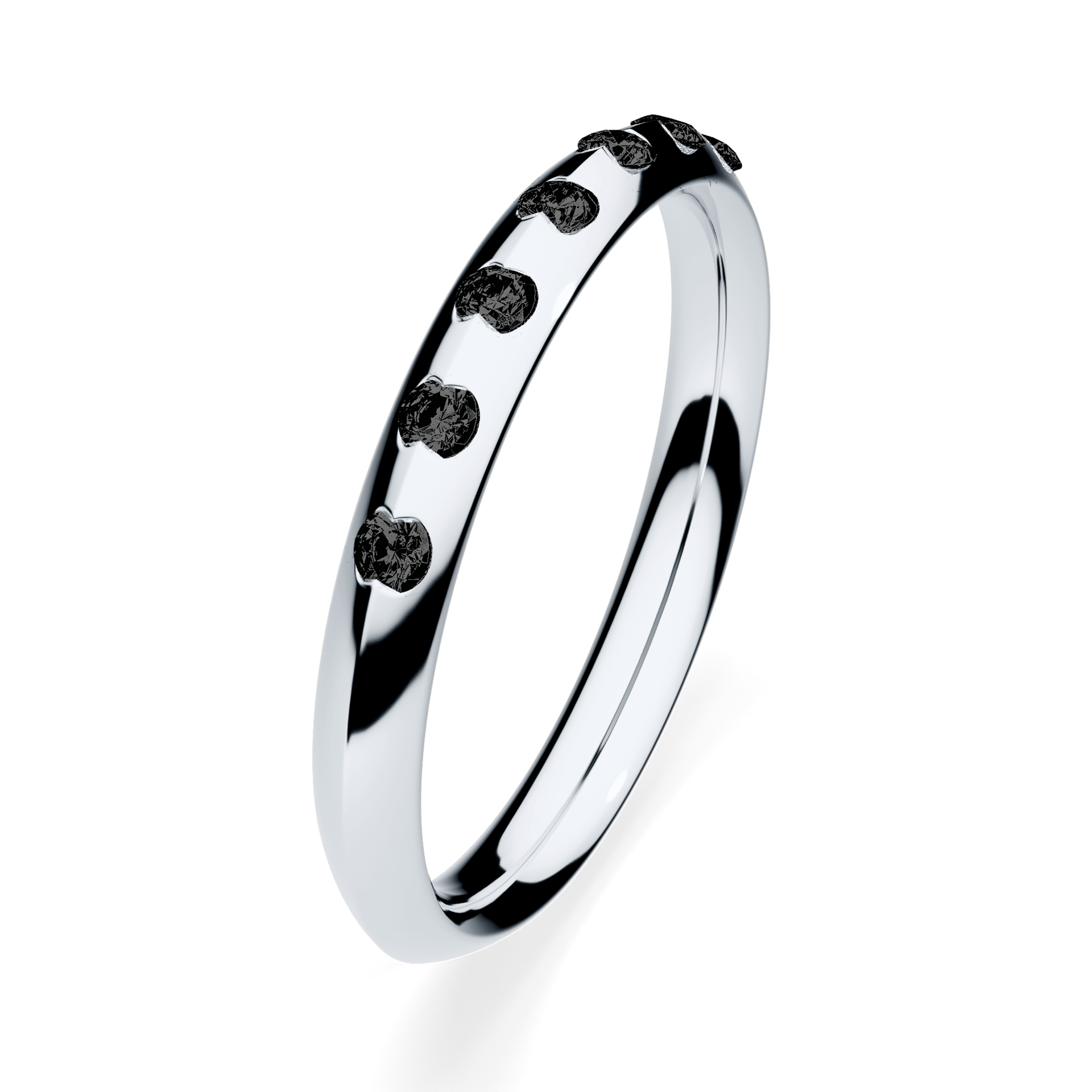 Obrączka z diamentami Baby z białego złota 2,5mm z czarnym diamentem laboratoryjnym