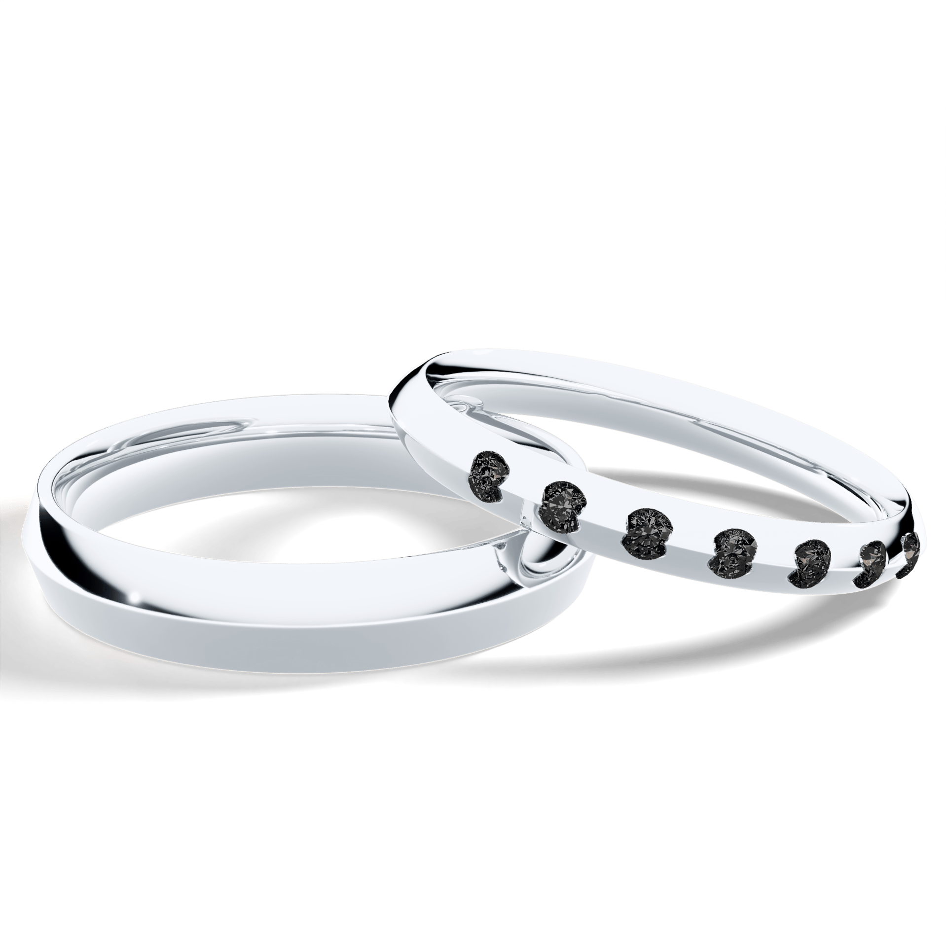 Obrączka z diamentami Baby z białego złota 2,5mm z czarnym diamentem laboratoryjnym