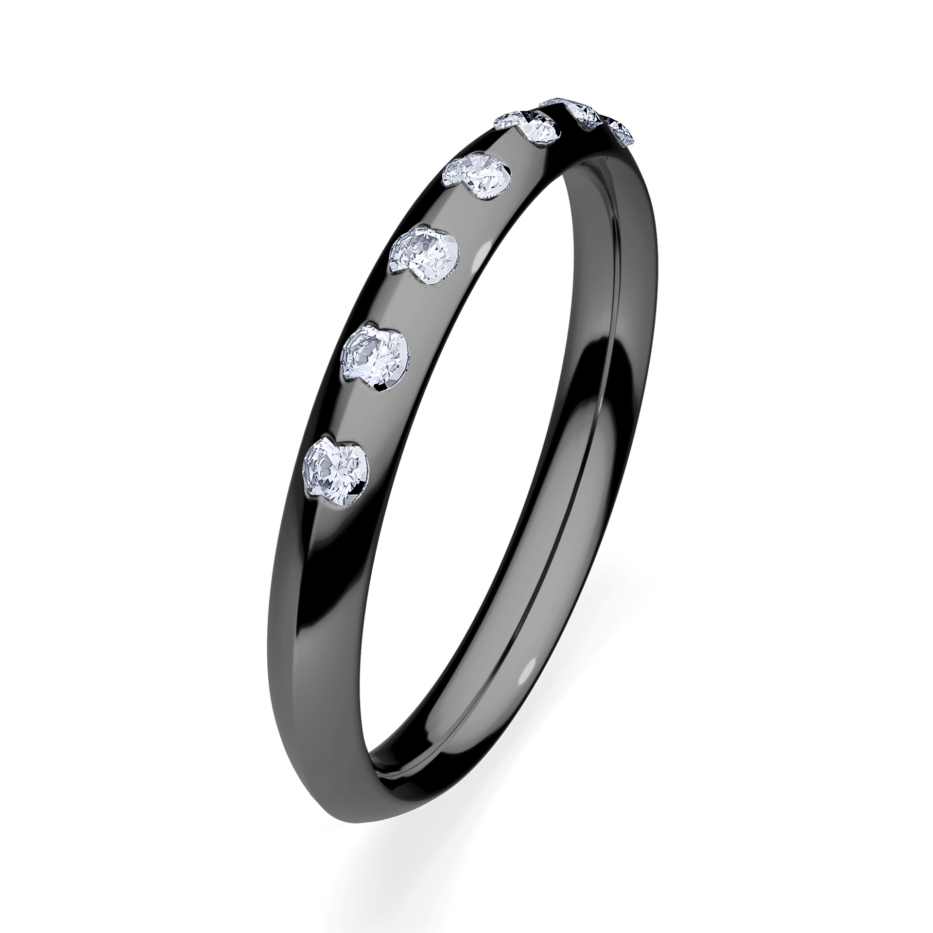 Obrączka z diamentami Baby z czarnego złota 2,5mm z diamentem naturalnym