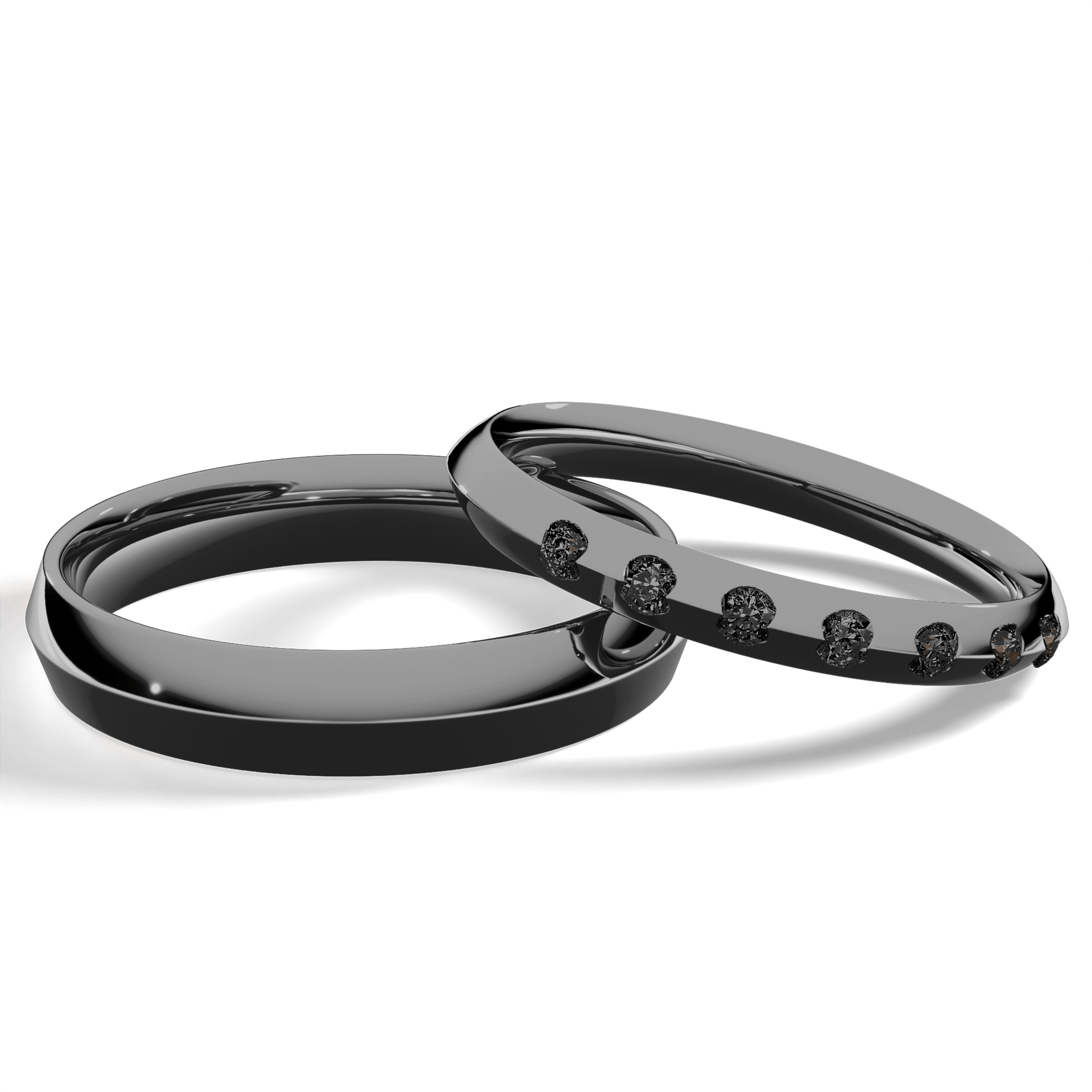 Obrączka z diamentami Baby z czarnego złota 2,5mm z czarnym diamentem laboratoryjnym