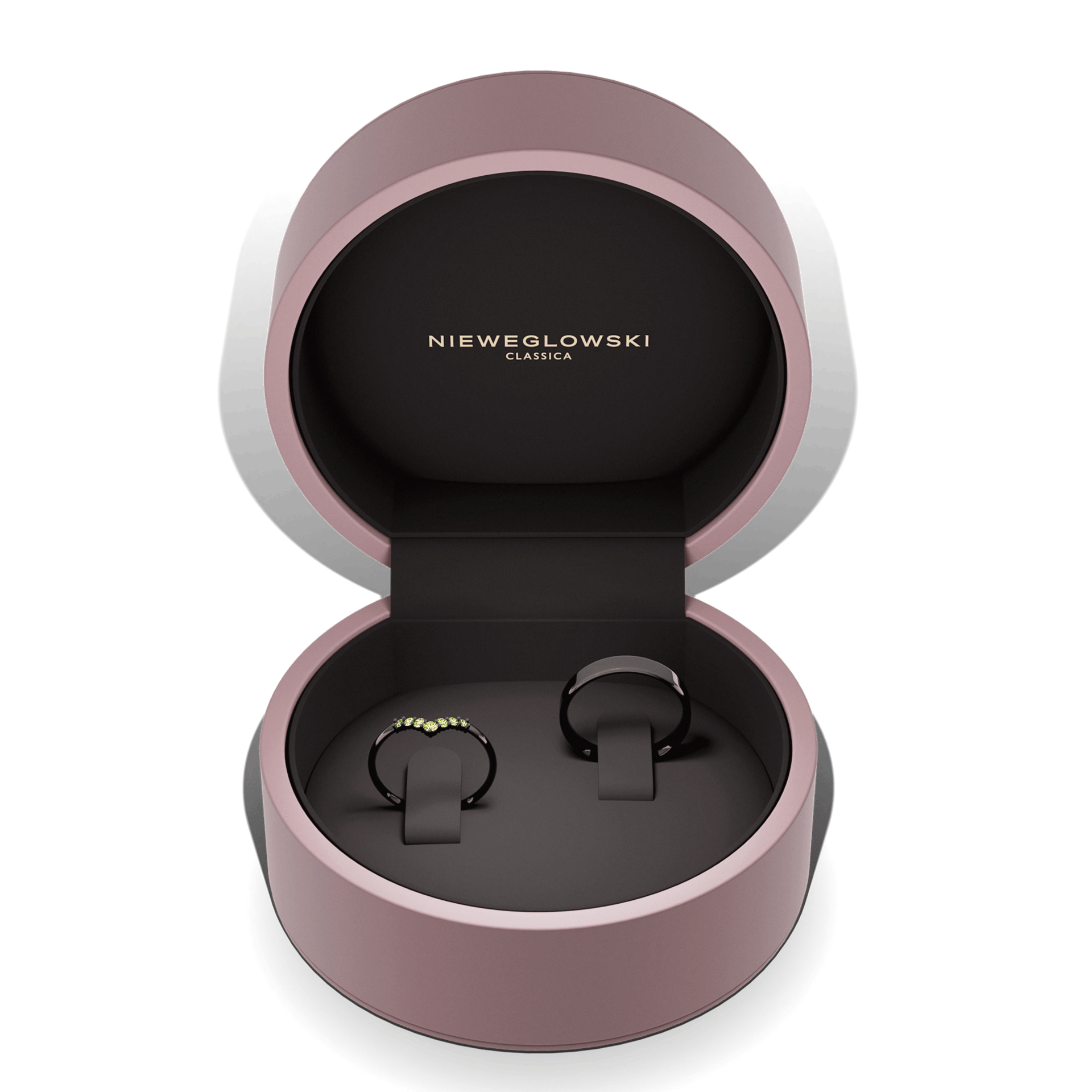 Obraczka z diamentami love czarne zloto diament lab zielony jasny 7szt 05