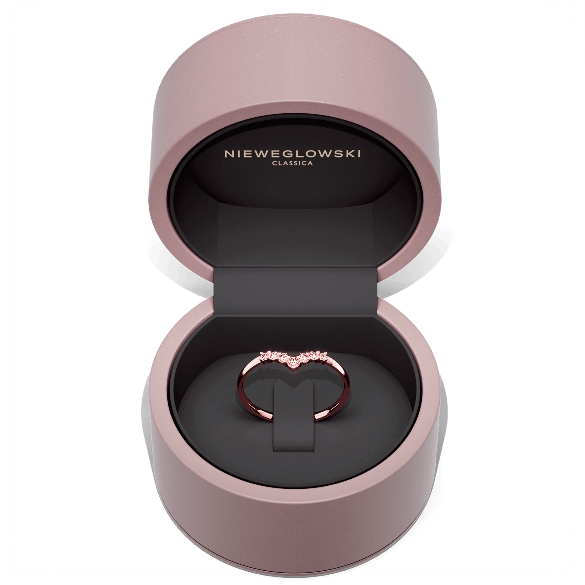 Obraczka z diamentami love rozowe zloto diament lab czerwony 7szt 05