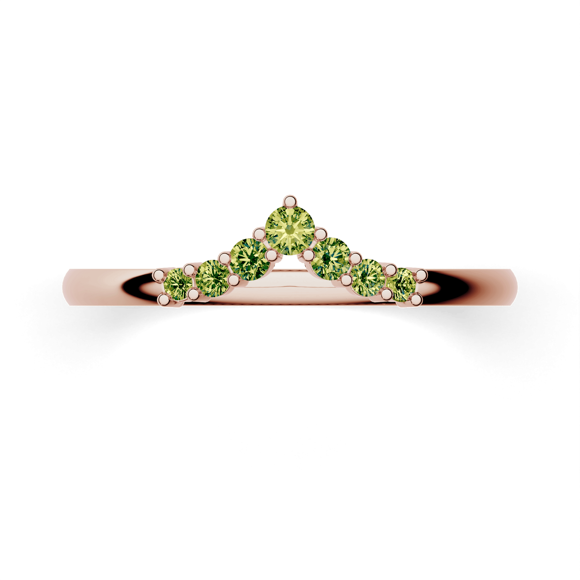 Obraczka z diamentami love rozowe zloto diament lab zielony jasny 7szt 03