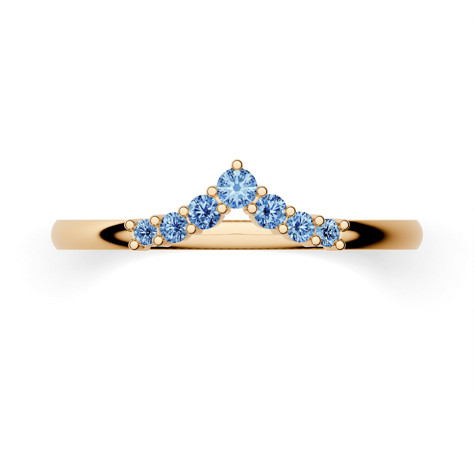 Obraczka z diamentami love zolte zloto diament lab niebieski 7szt 03