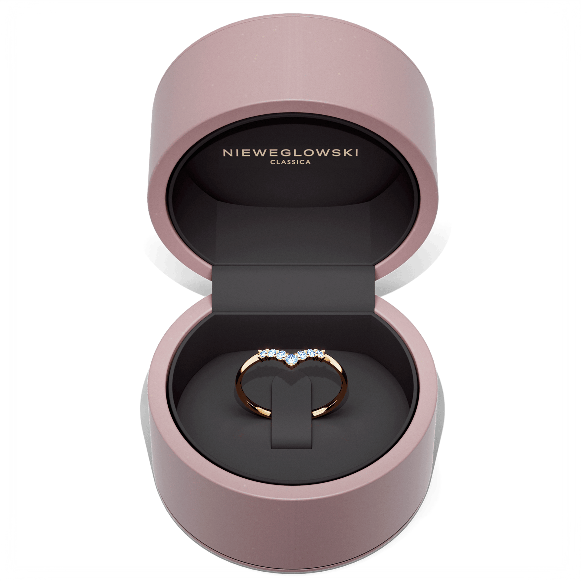 Obraczka z diamentami love zolte zloto diament lab niebieski 7szt 05