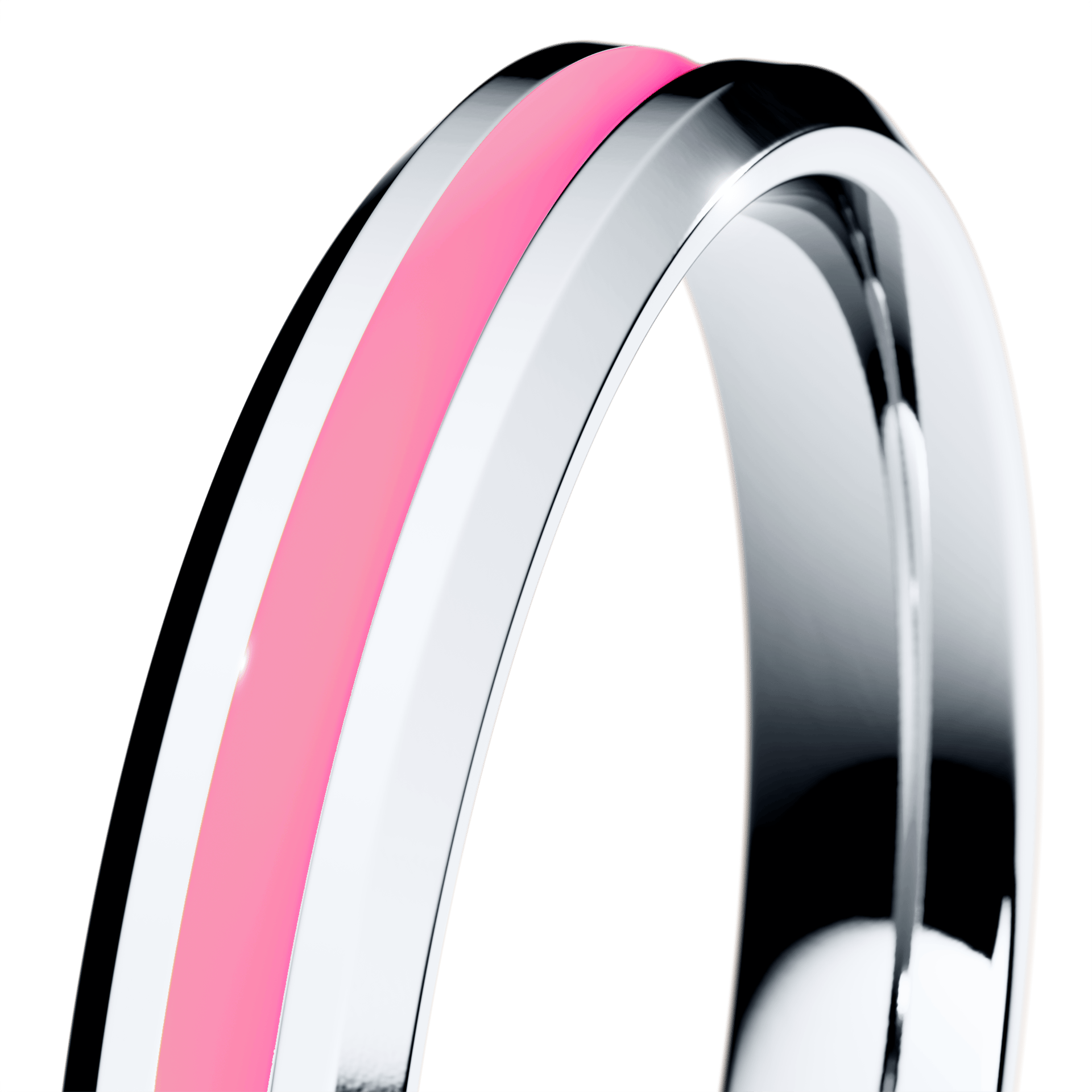 Obrączka z różową emalią z białego złota 2,5mm