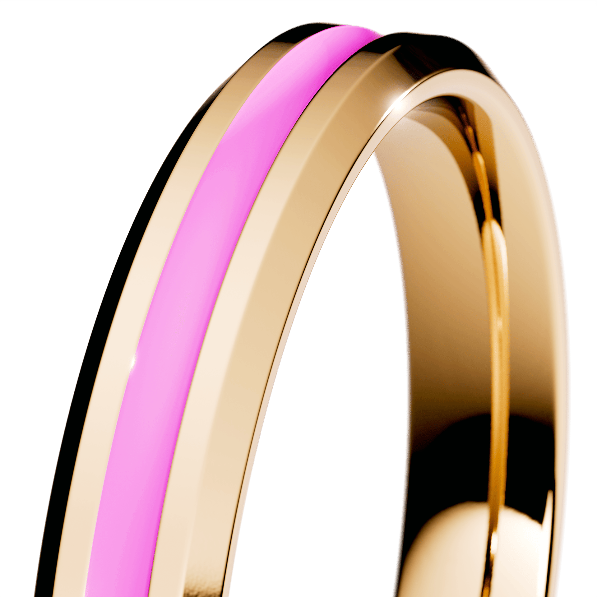 Obrączka z różową emalią z żółtego złota 2,5mm