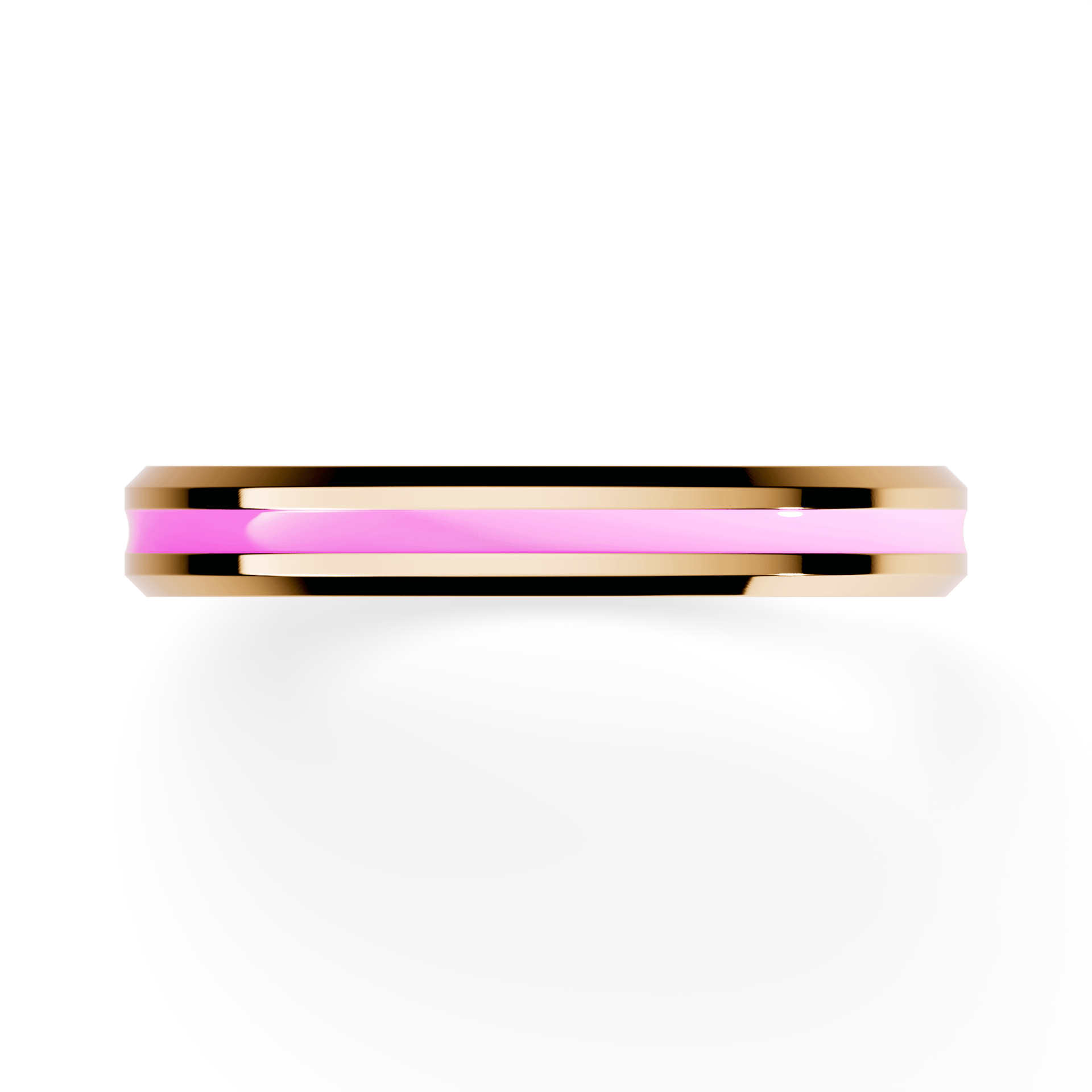 Obrączka z różową emalią z żółtego złota 2,5mm