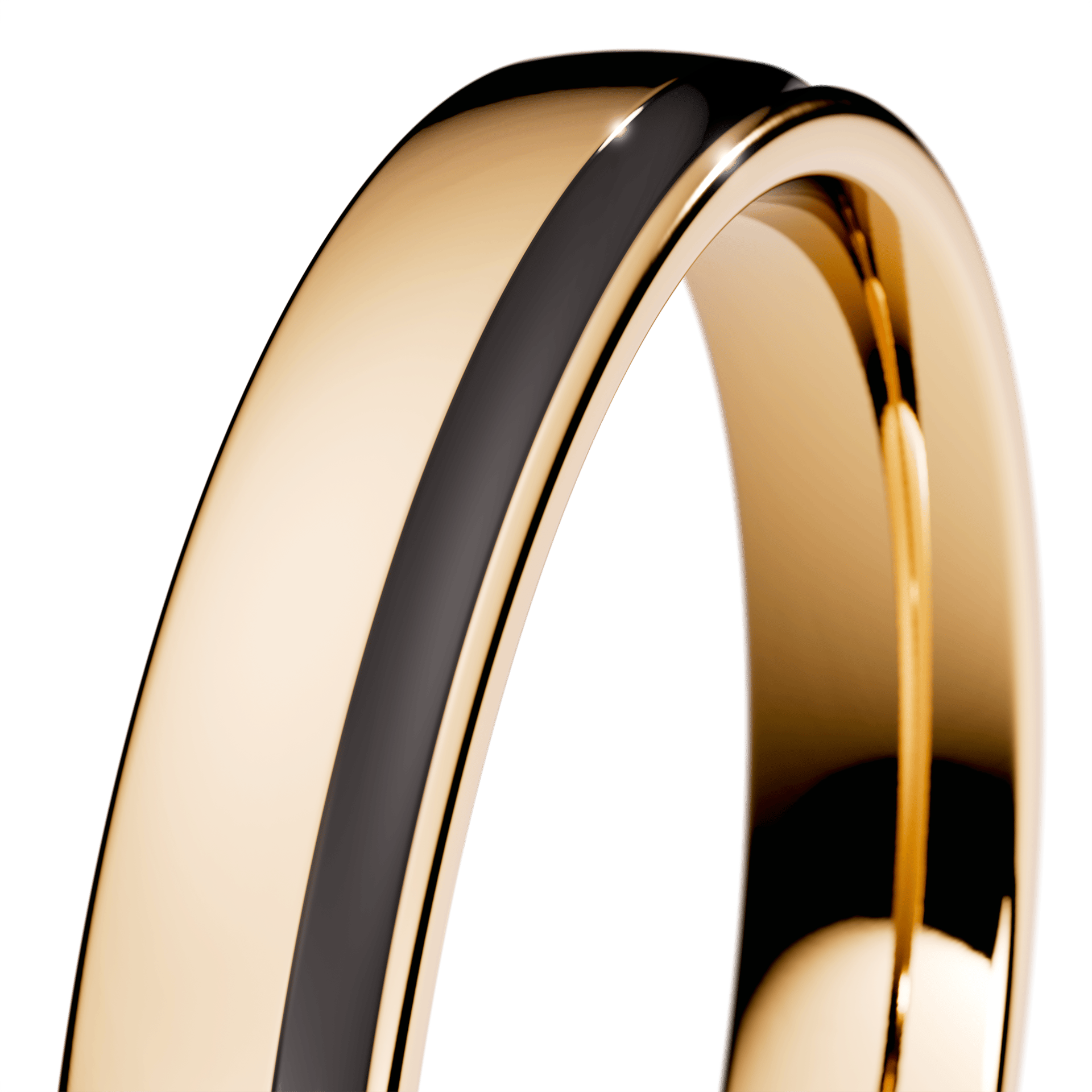 Obrączka z czarną emalią z żółtego złota 3mm