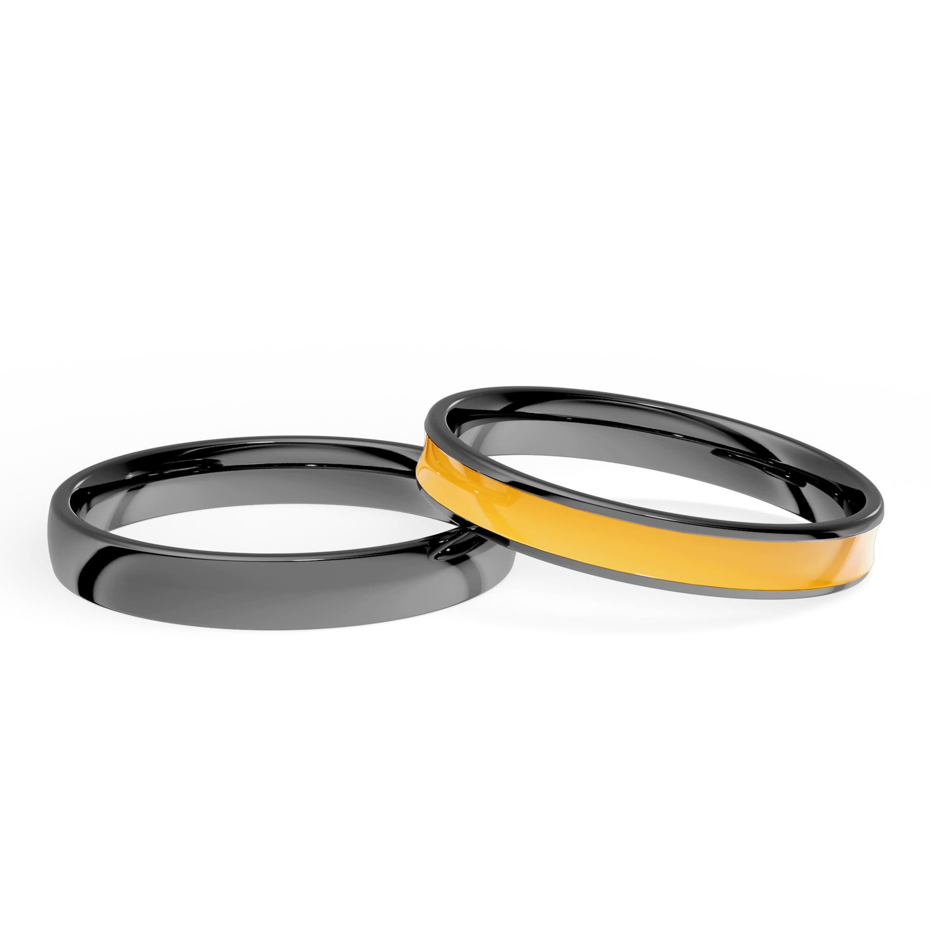 Obraczka slubna fit czarne zloto 3 mm 2mm emalia zolta 004