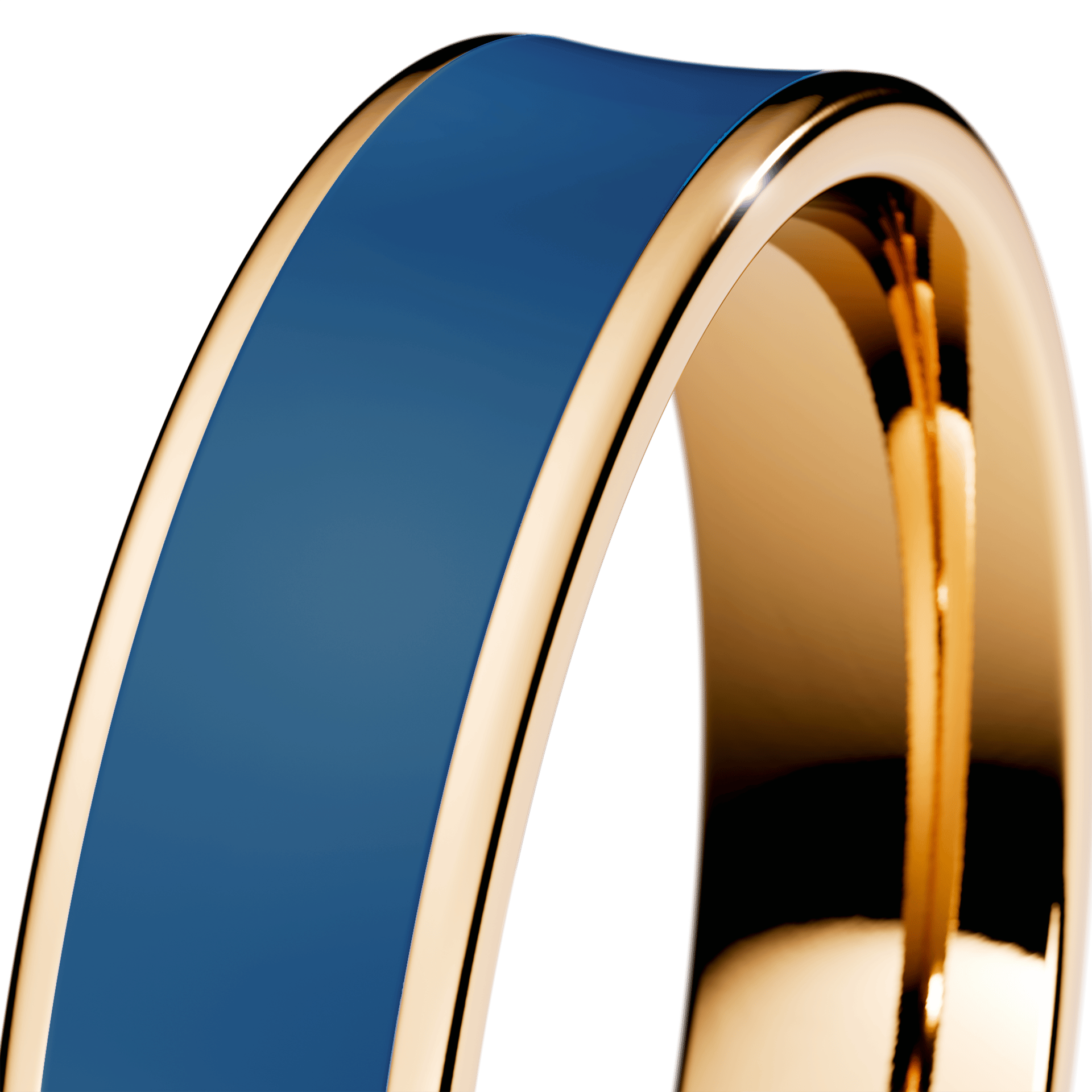 Obrączka z granatową emalią płaska z żółtego złota 4mm