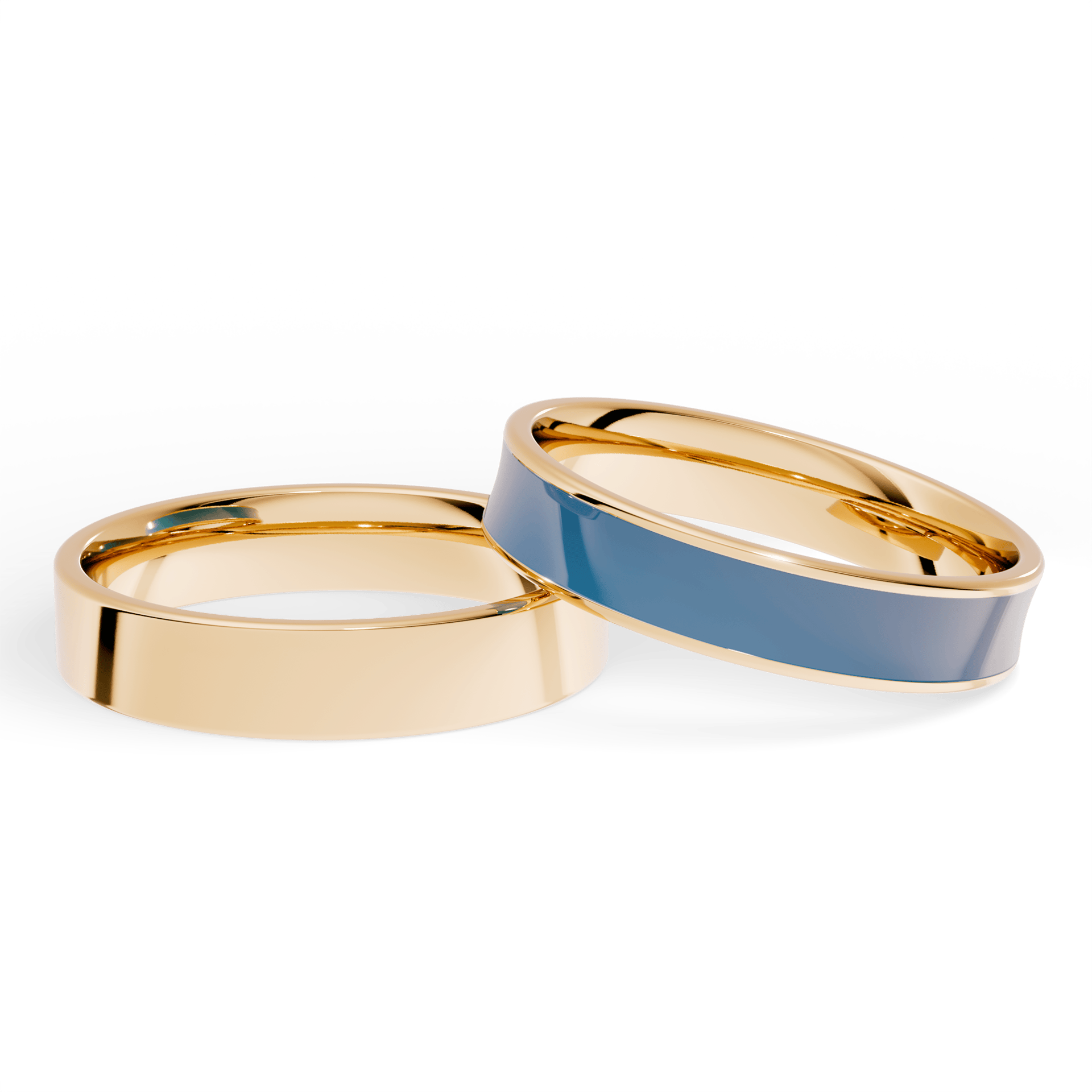 Obraczka slubna plaska zolte zloto 4 mm 3mm emalia granatowa 04