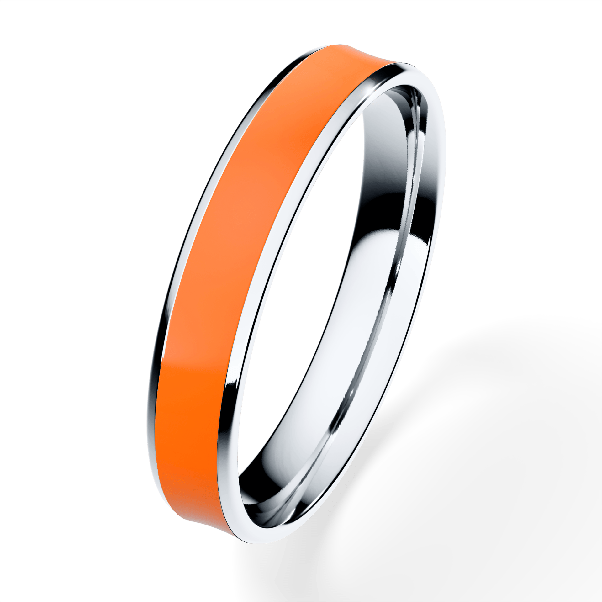 Obrączka z pomarańczową emalią regular z białego złota 3,5mm