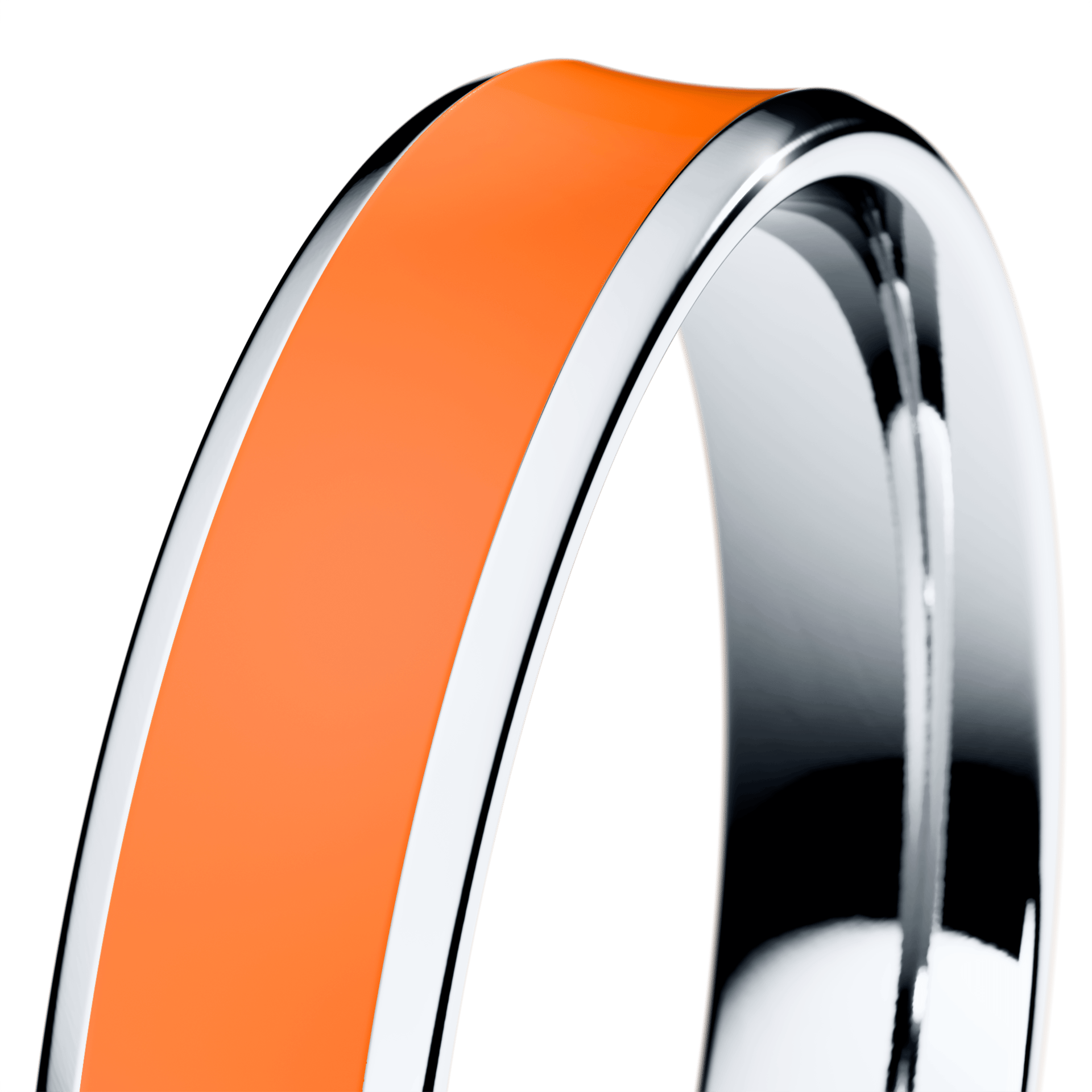 Obrączka z pomarańczową emalią regular z białego złota 3,5mm