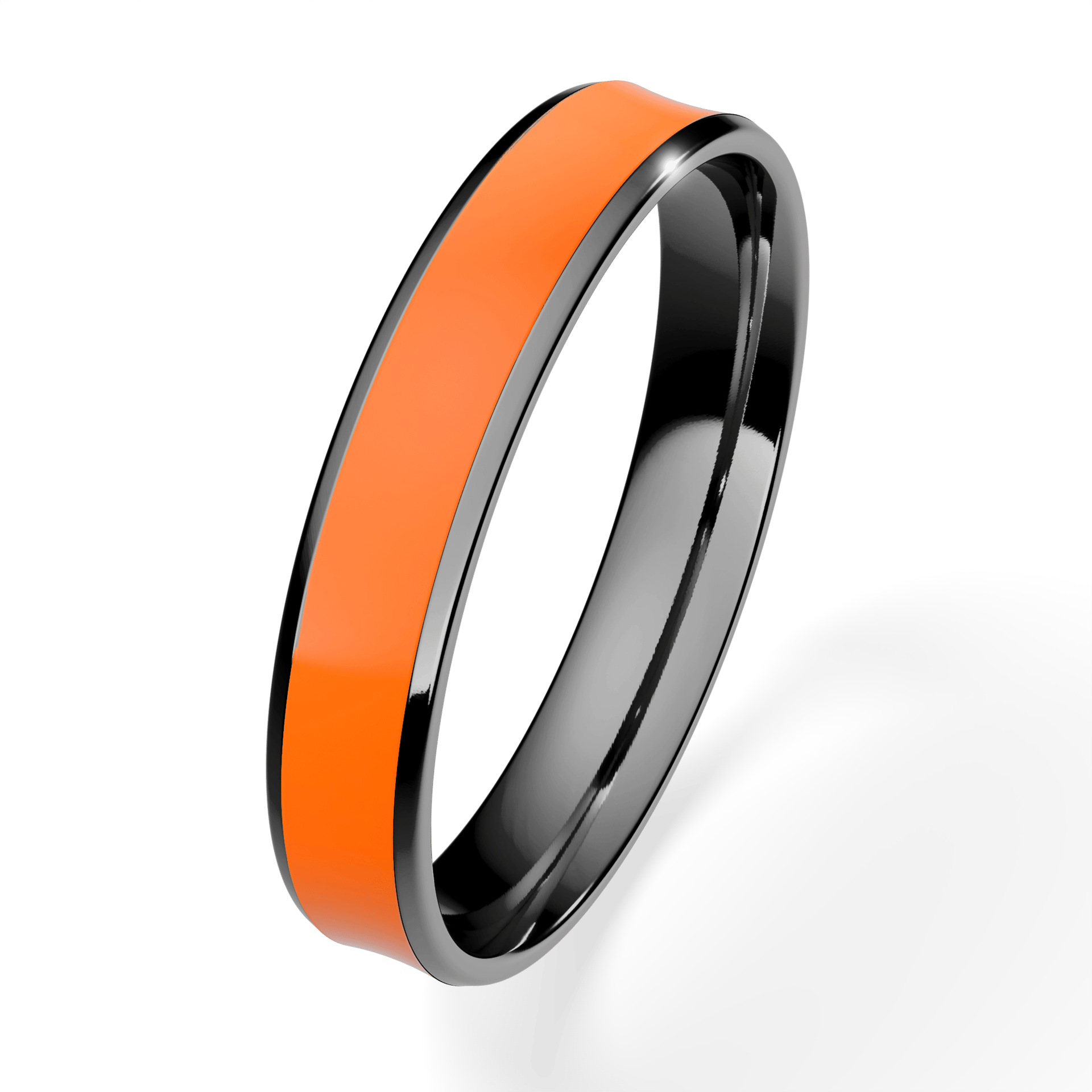 Obrączka z pomarańczową emalią regular z czarnego złota 3,5mm