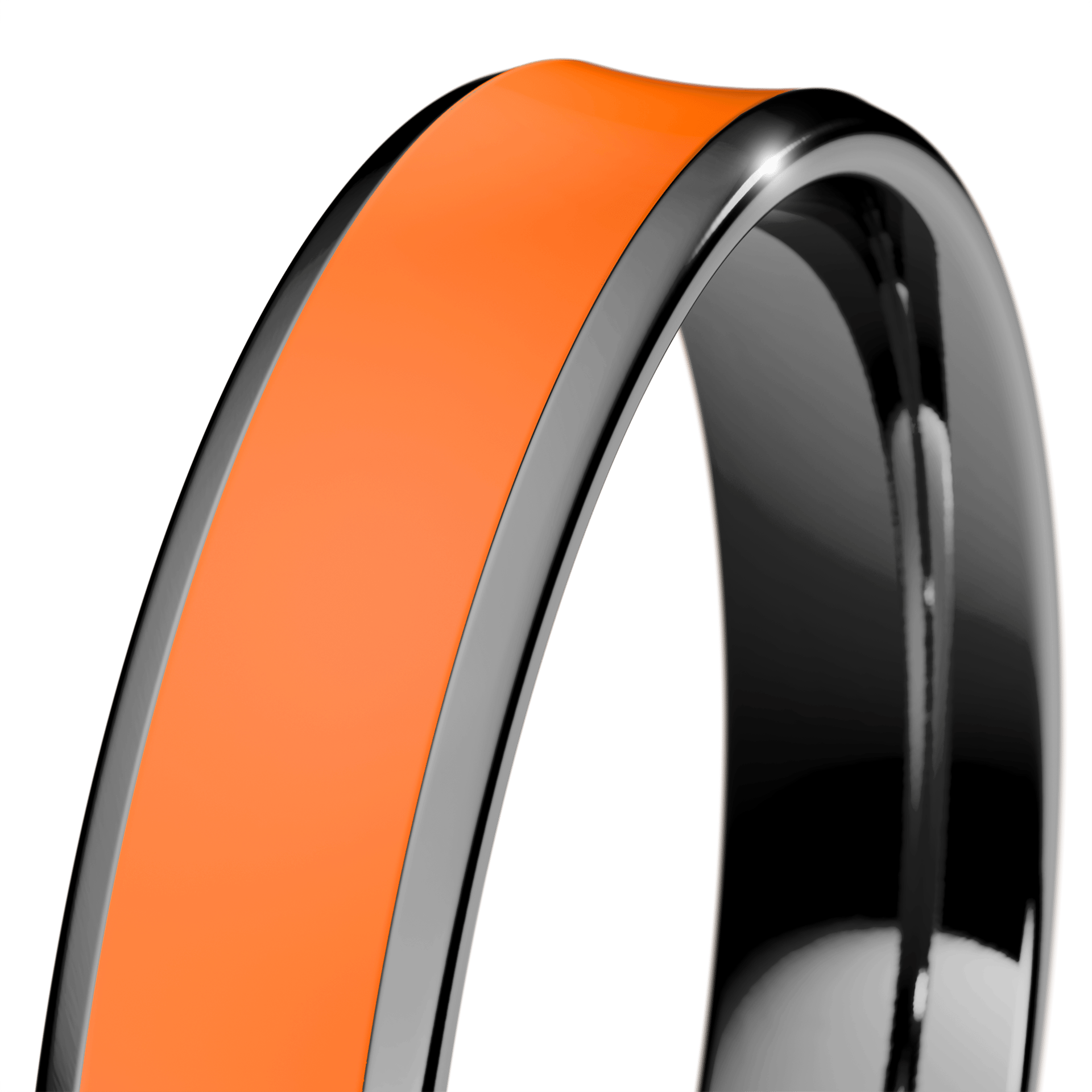 Obrączka z pomarańczową emalią regular z czarnego złota 3,5mm