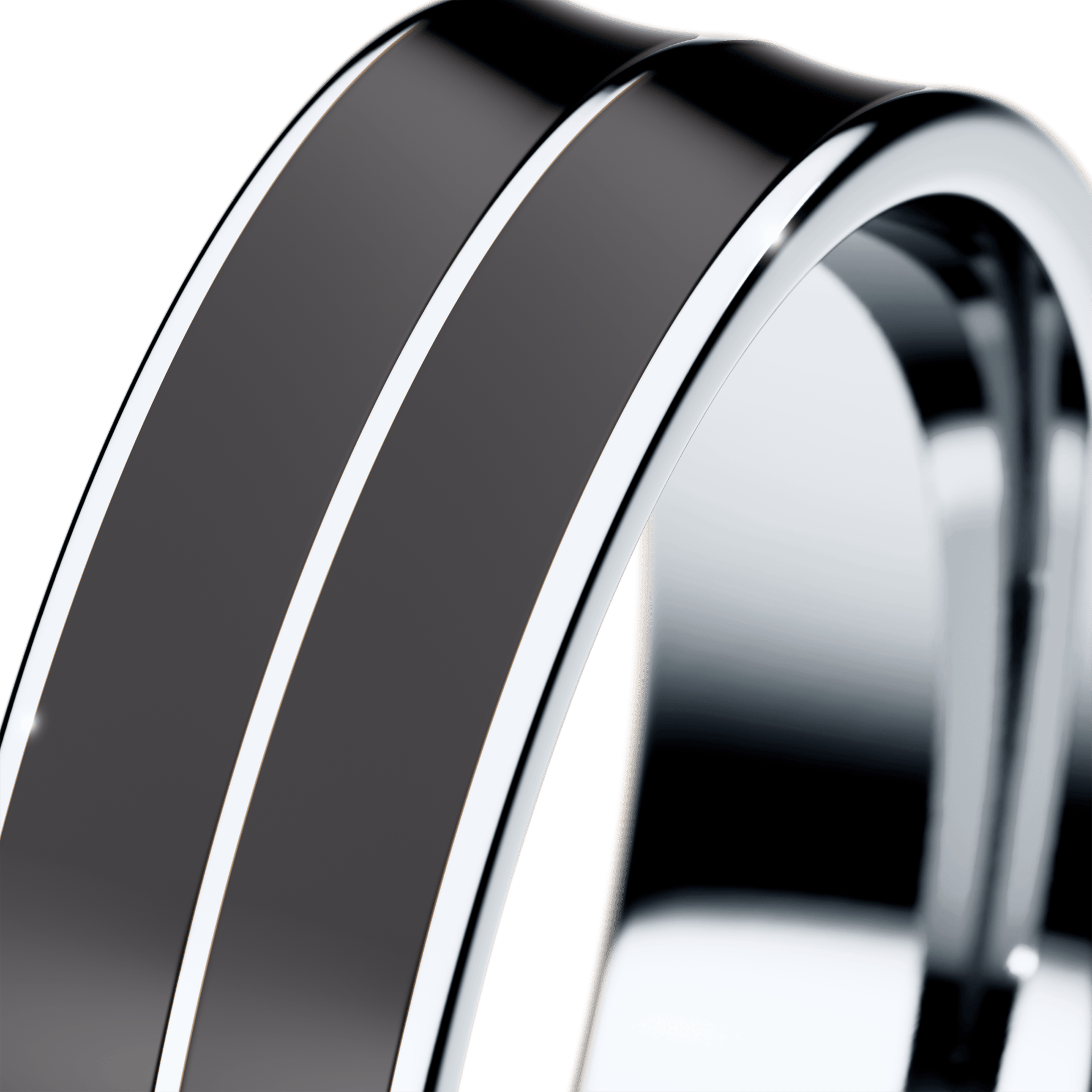 Obrączka z czarną emalią płaska dwukolorowa z białego złota 5mm