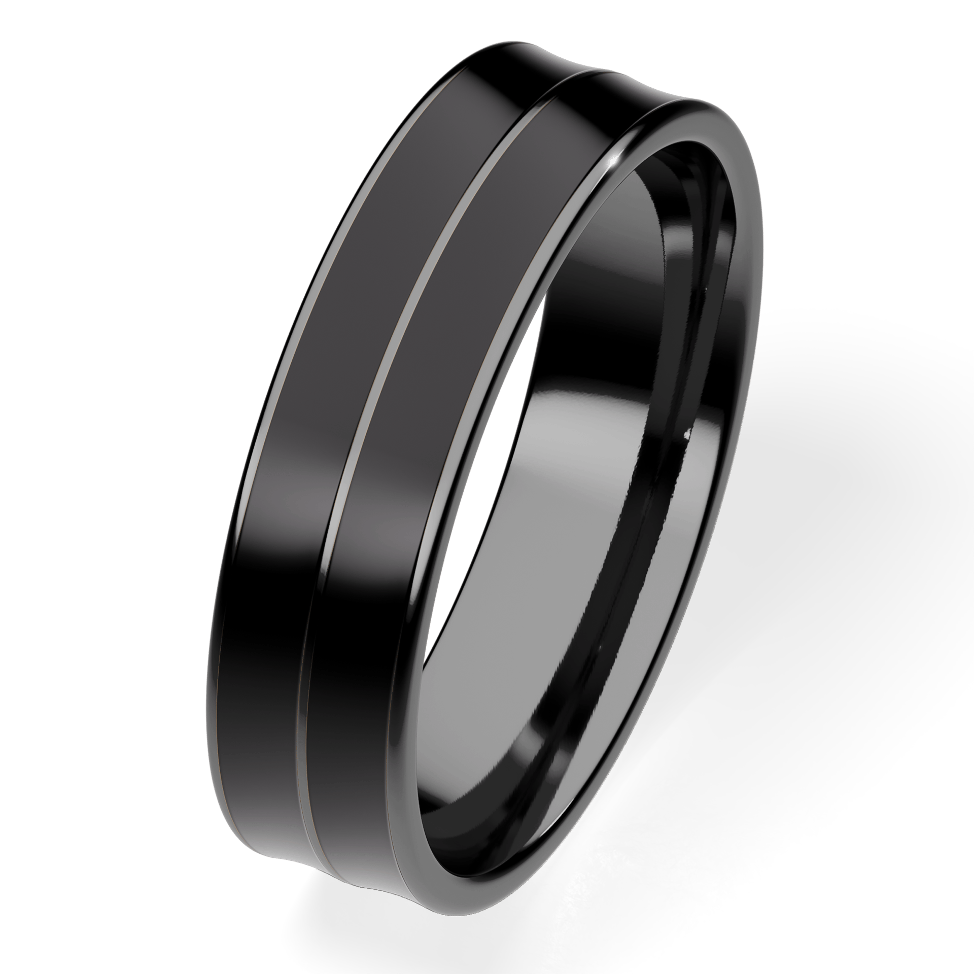 Obrączka z czarną emalią płaska dwukolorowa z czarnego złota 5mm