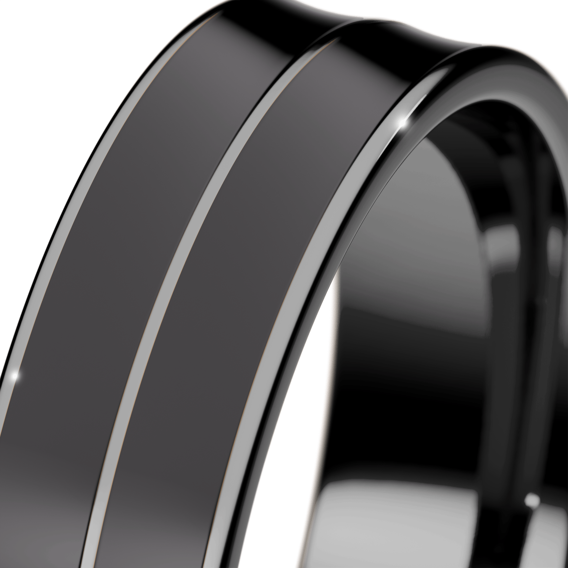 Obrączka z czarną emalią płaska dwukolorowa z czarnego złota 5mm