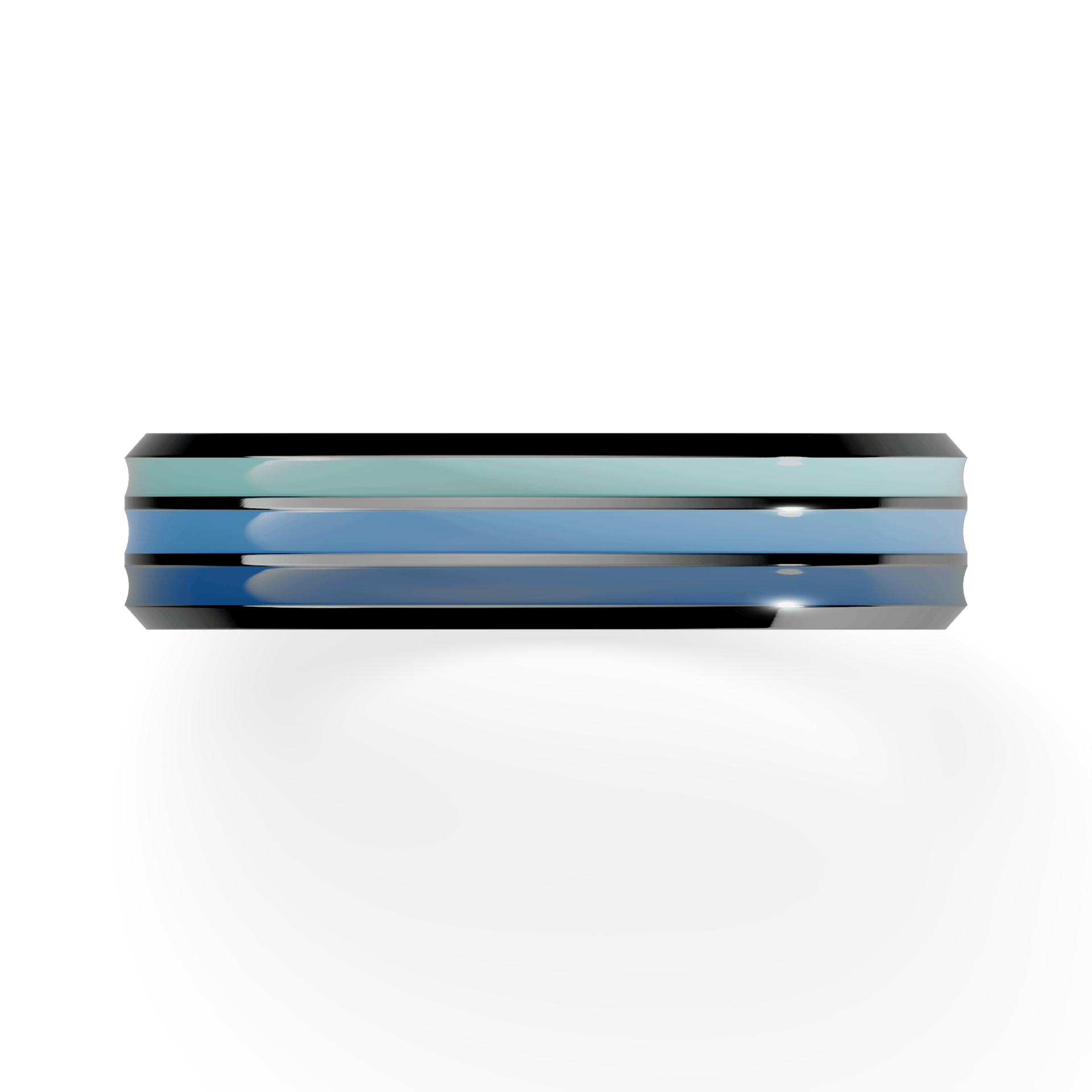 Obrączka z niebieską emalią trzykolorowa fazowana z czarnego złota 4,5mm