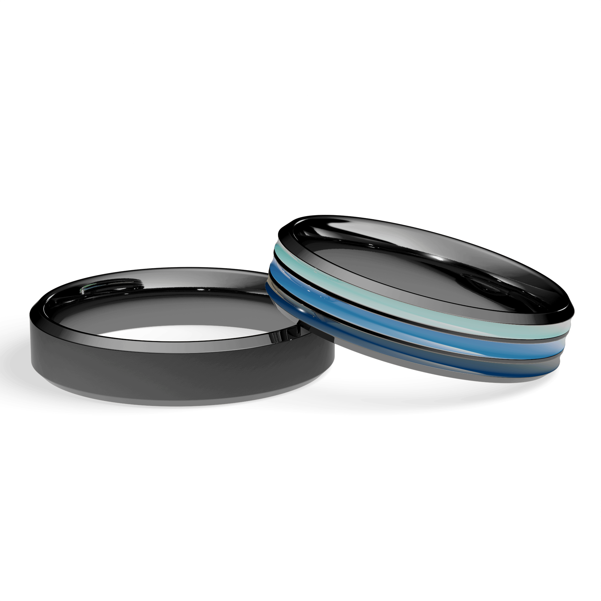 Obraczka slubna fazowana czarne zloto 4 5 mm 1mm emalia turkusowa blekitna granatowa 04