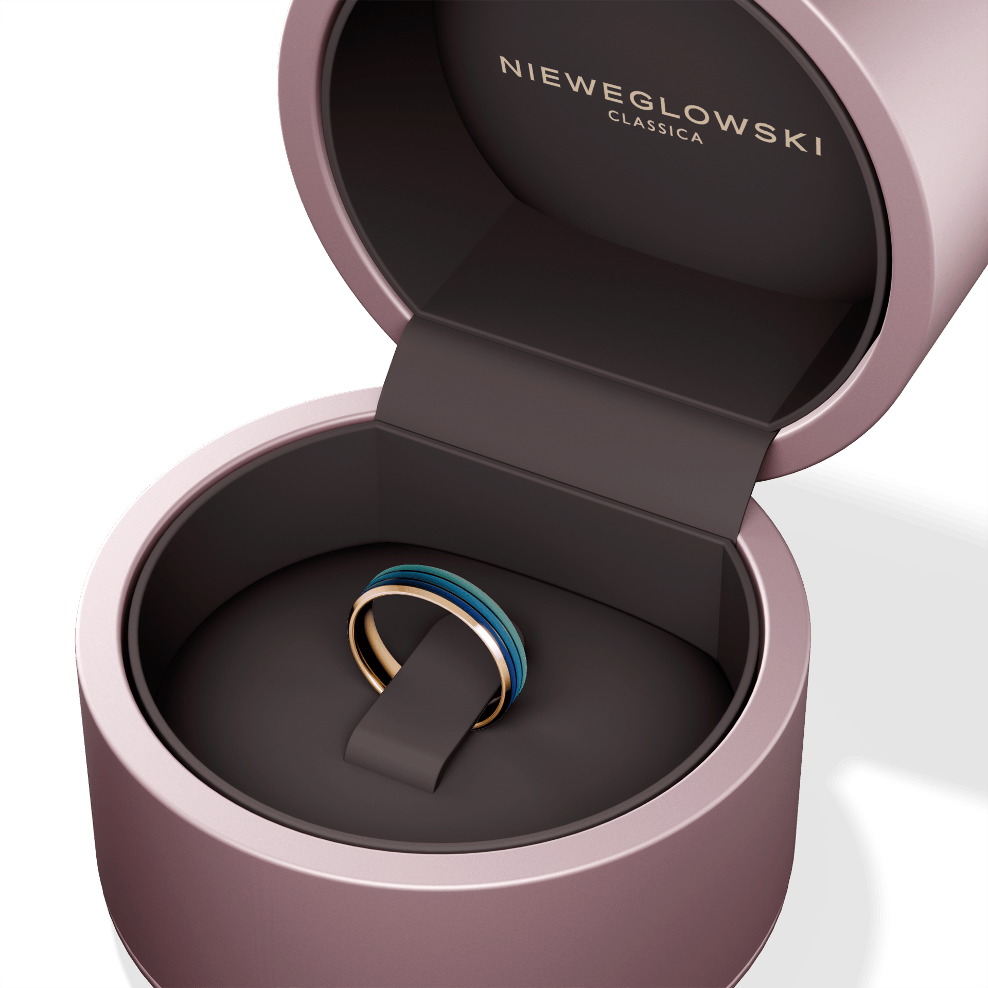 Obraczka slubna fazowana zolte zloto 4 5 mm 1mm emalia turkusowa blekitna granatowa 05