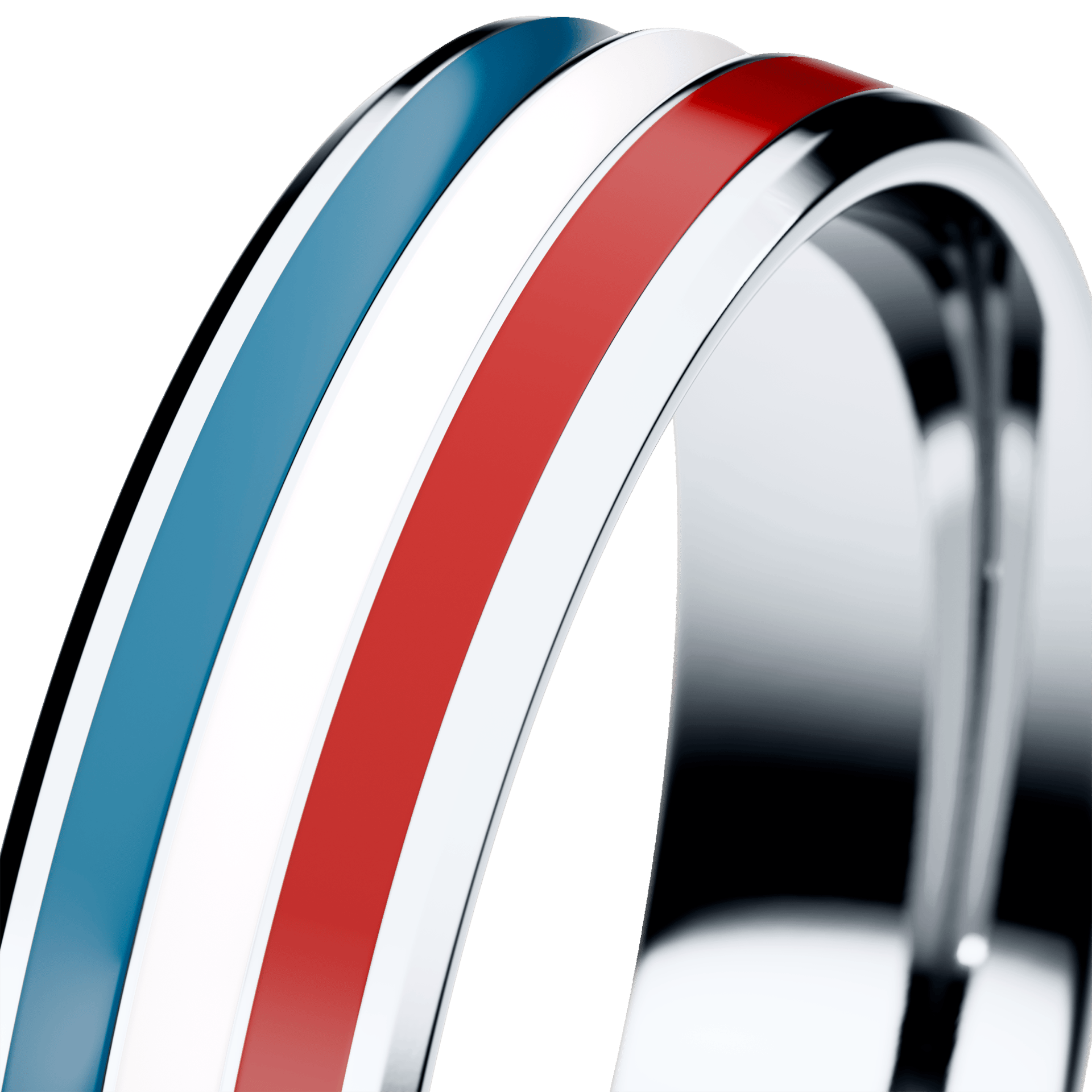 Obrączka z emalią komfort trzykolorowa z białego złota 4,5mm