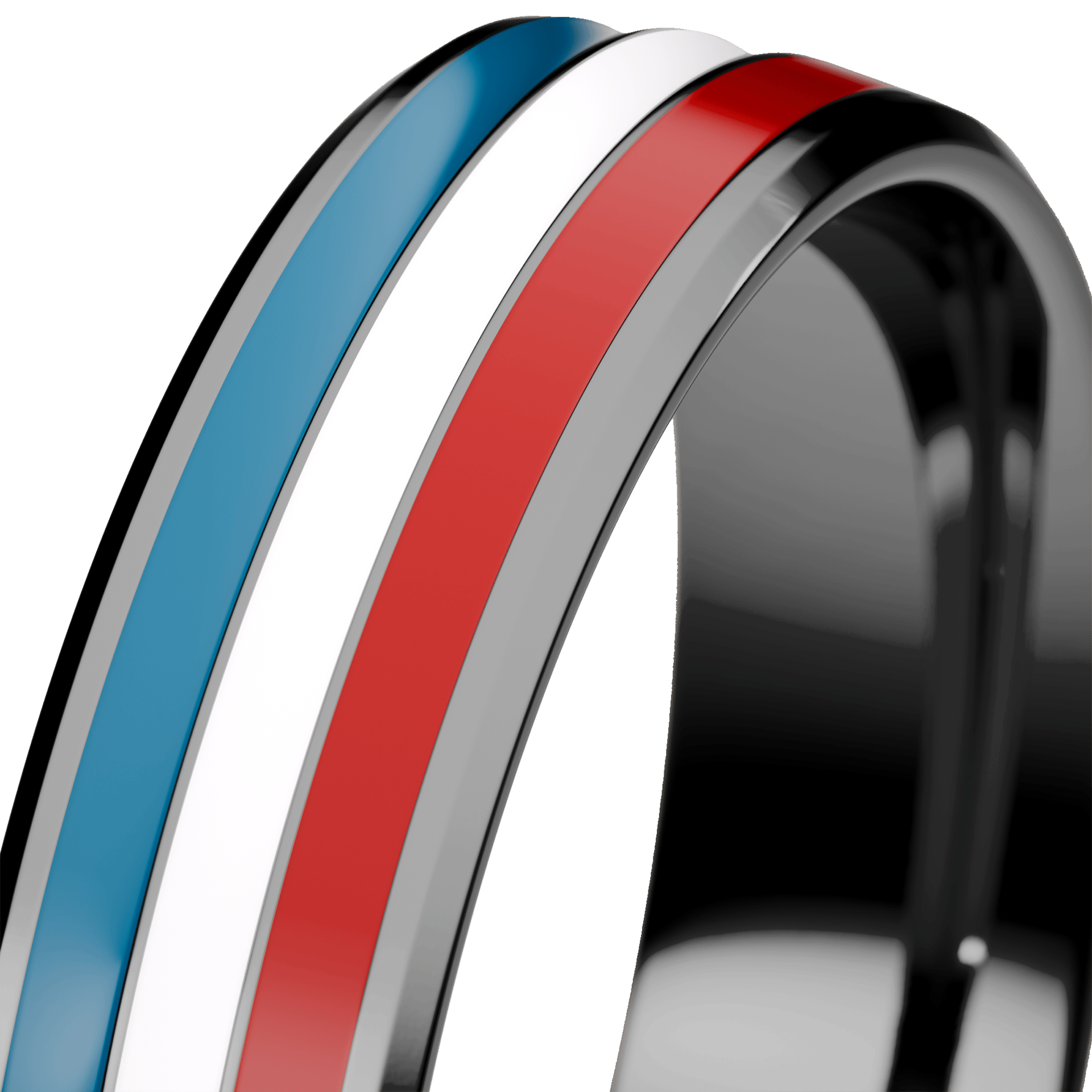 Obrączka z emalią komfort trzykolorowa z czarnego złota 4,5mm