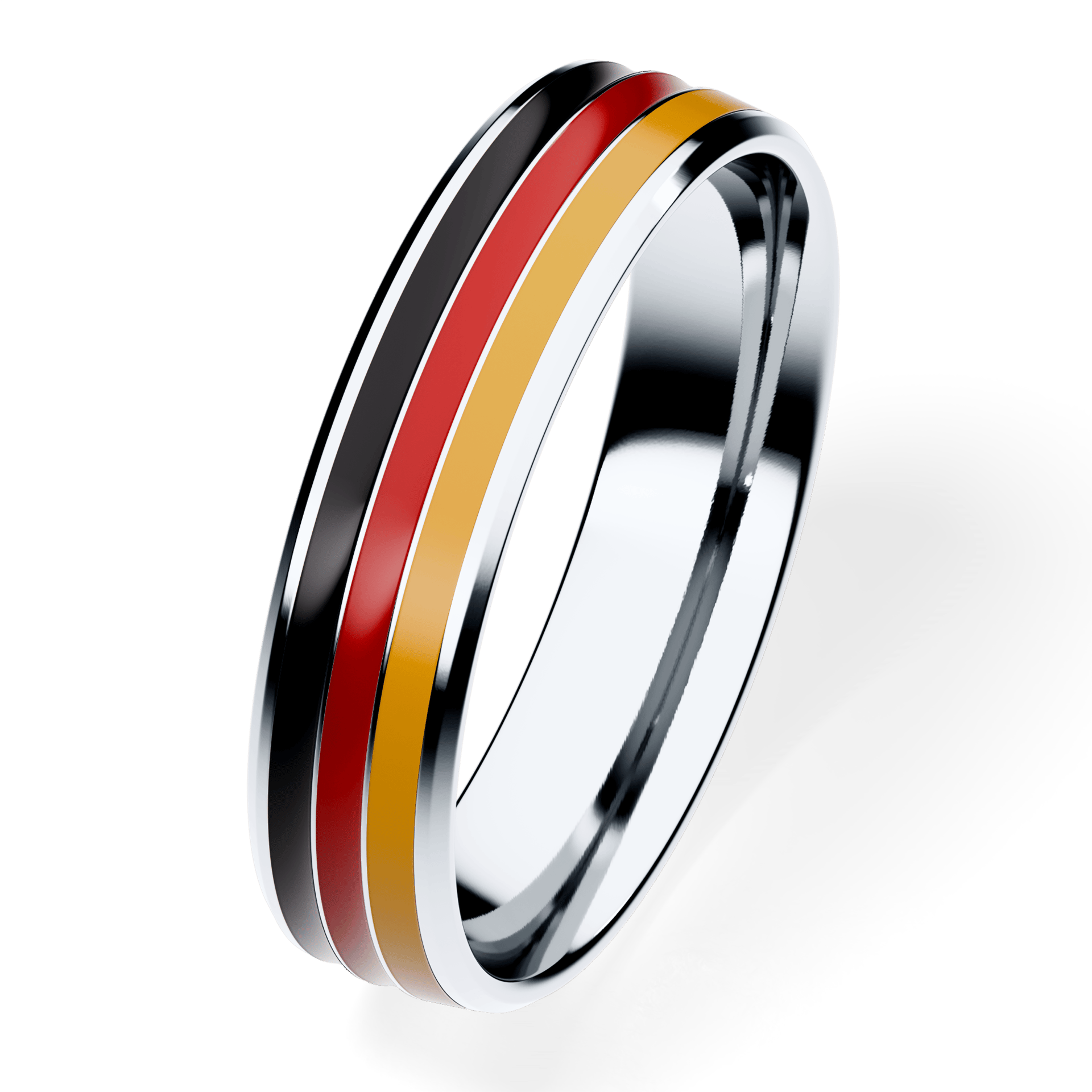 Obrączka z emaliami trzykolorowa komfort z białego złota 4,5mm