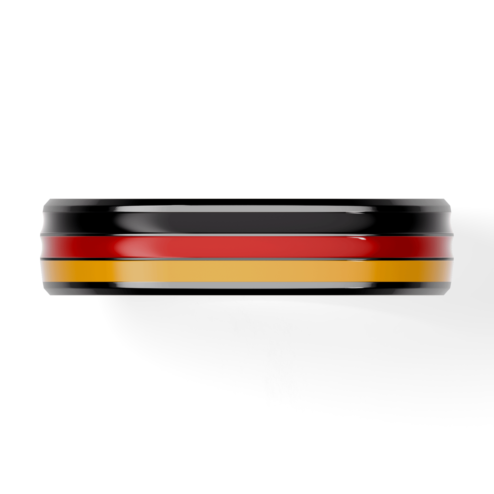 Obrączka z emaliami trzykolorowa komfort z czarnego złota 4,5mm