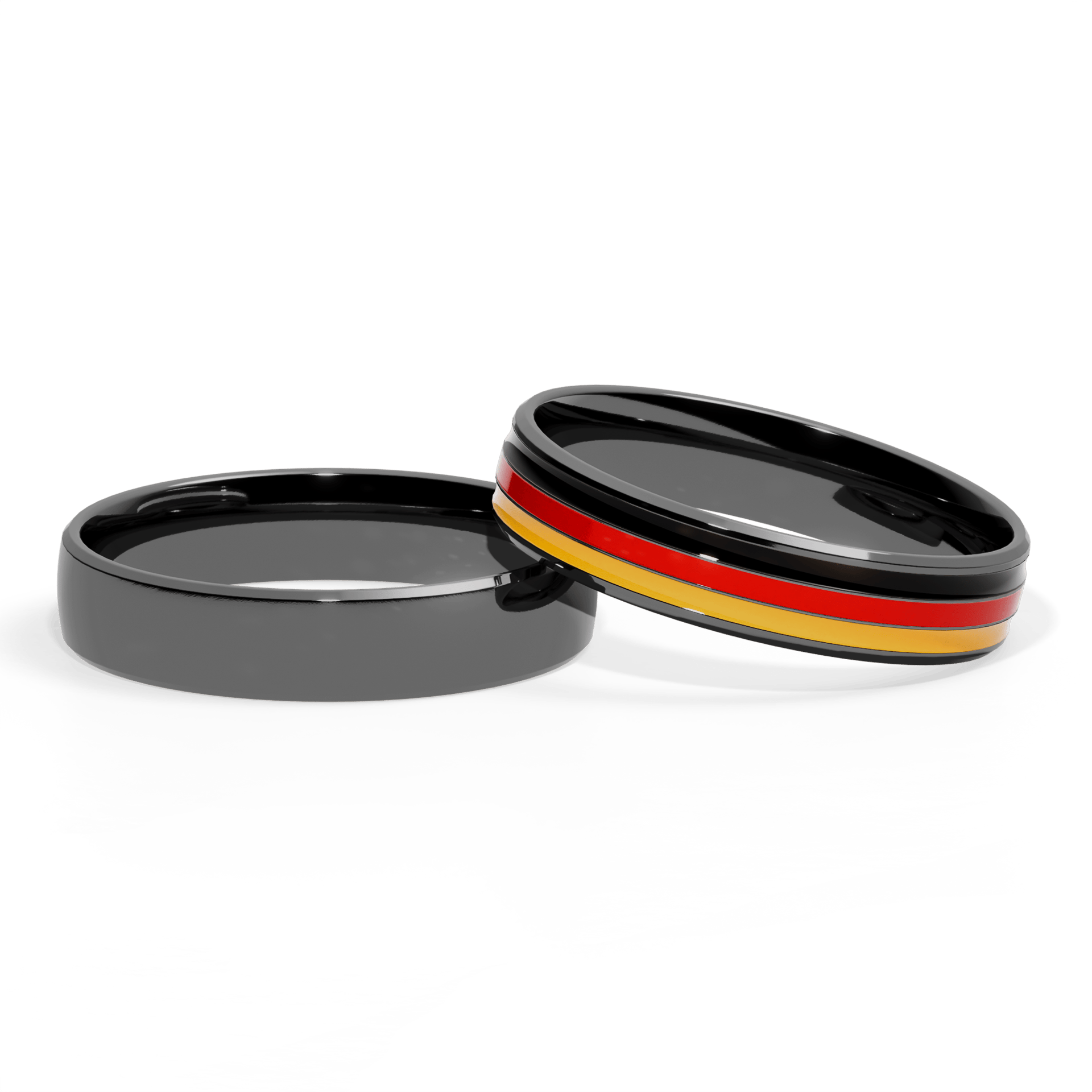 Obraczka slubna komfort czarne zloto 4 5 mm 1mm emalia czarna czerwona zolta 04