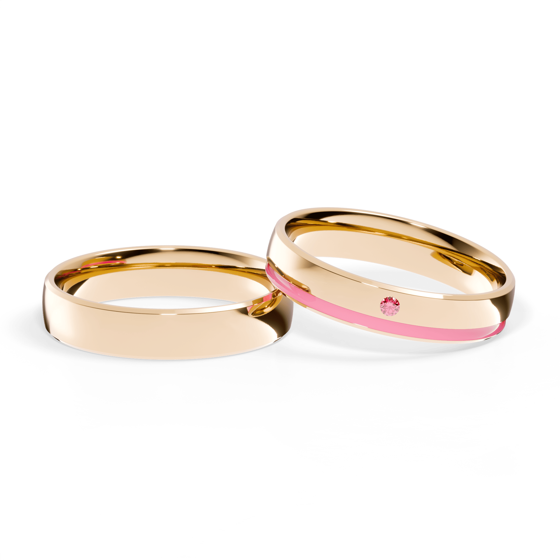 Obraczka z diamentami komfort zolte zloto 4 mm 1 5mm diament rozowy 1mm emalia neonowy roz 04