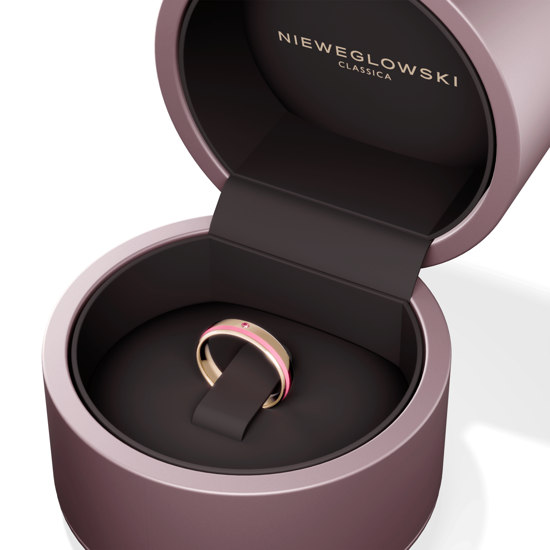 Obraczka z diamentami komfort zolte zloto 4 mm 1 5mm diament rozowy 1mm emalia neonowy roz 05