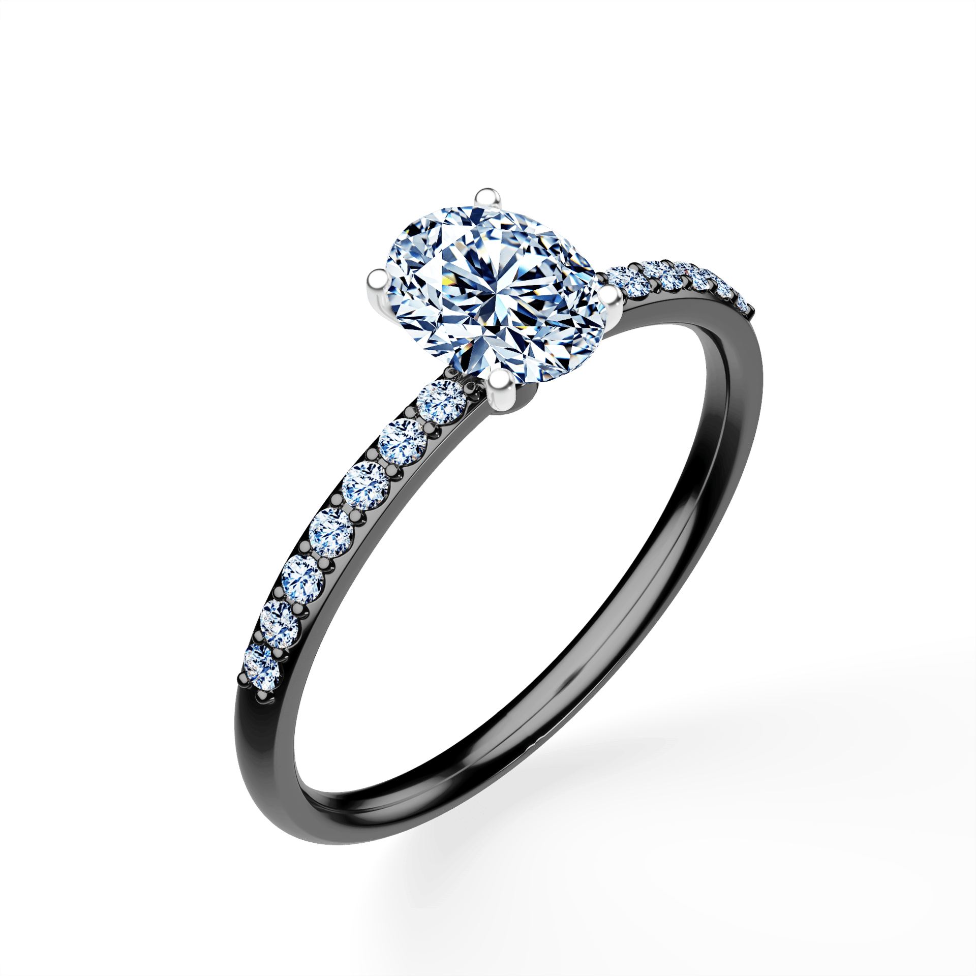 Pierścionek zaręczynowy My Milady z czarnego złota z diamentem laboratoryjnym 0,64ct