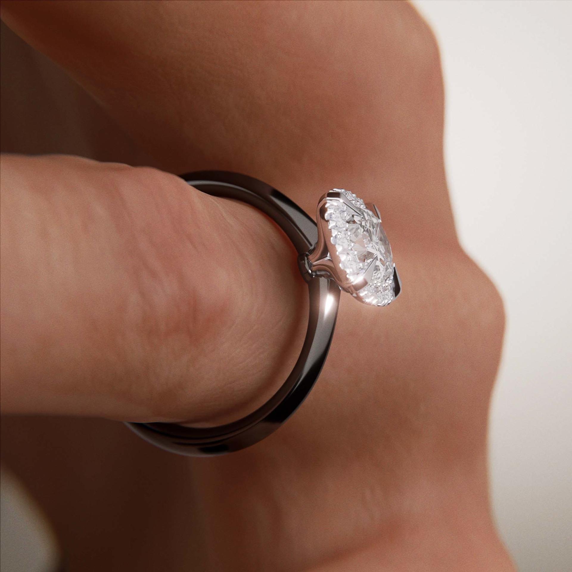 Pierscionek zareczynowy z diamentem 098 CT z czarnego zlota my beauty 07