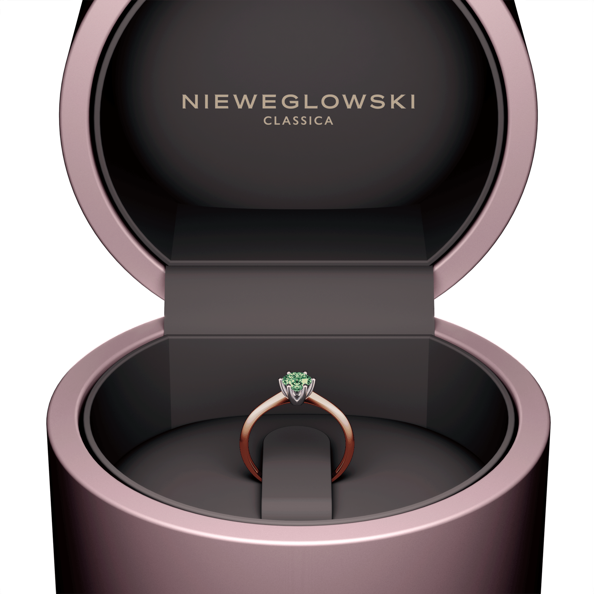 Pierscionek zareczynowy my love rozowe zloto diament lab zielony ciemny 0 50ct 5