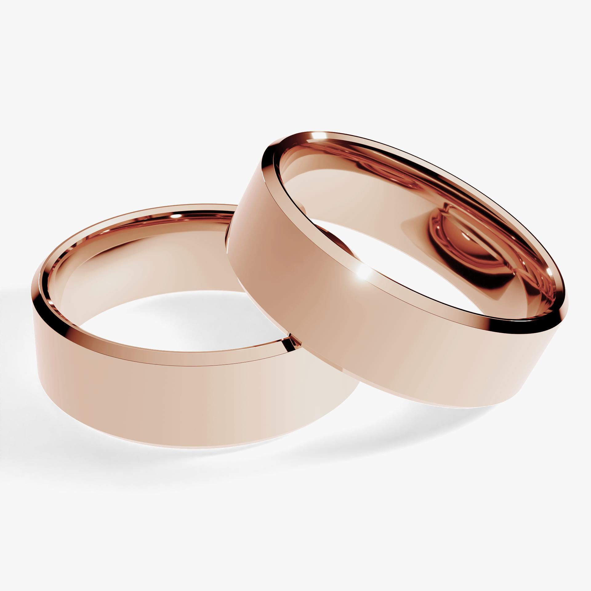 Obraczki slubne fazowana 6 mm z rozowego zlota 01