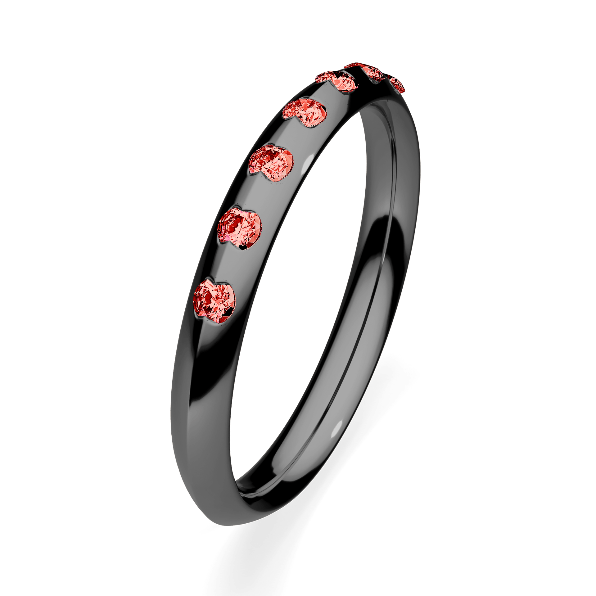 Dostawka Baby z czarnego złota z czerwonym diamentem 0,16ct