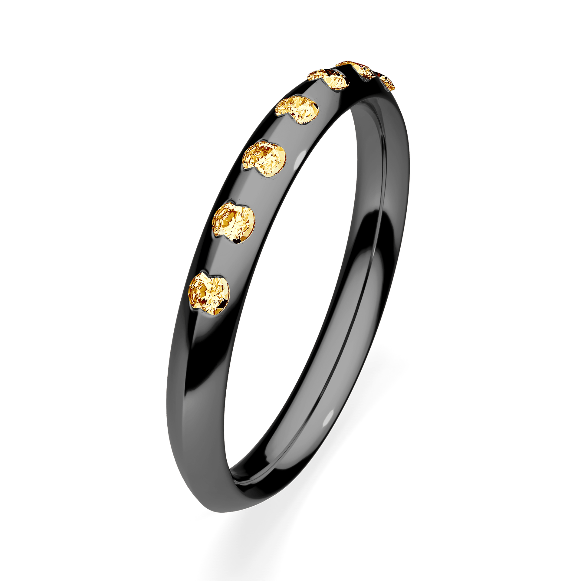 Dostawka Baby z czarnego złota z żółtym diamentem 0,16ct