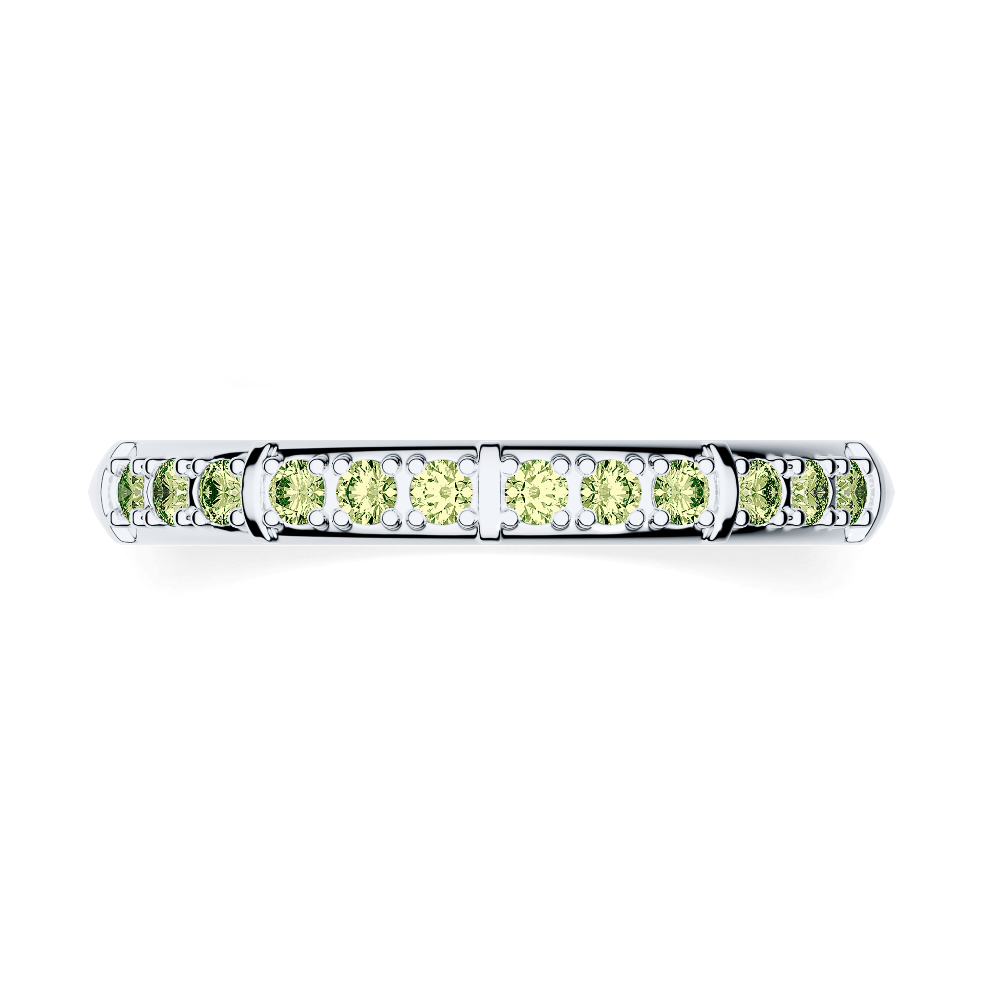 Dostawka Beauty z białego złota z jasnym zielonym diamentem 0,18ct