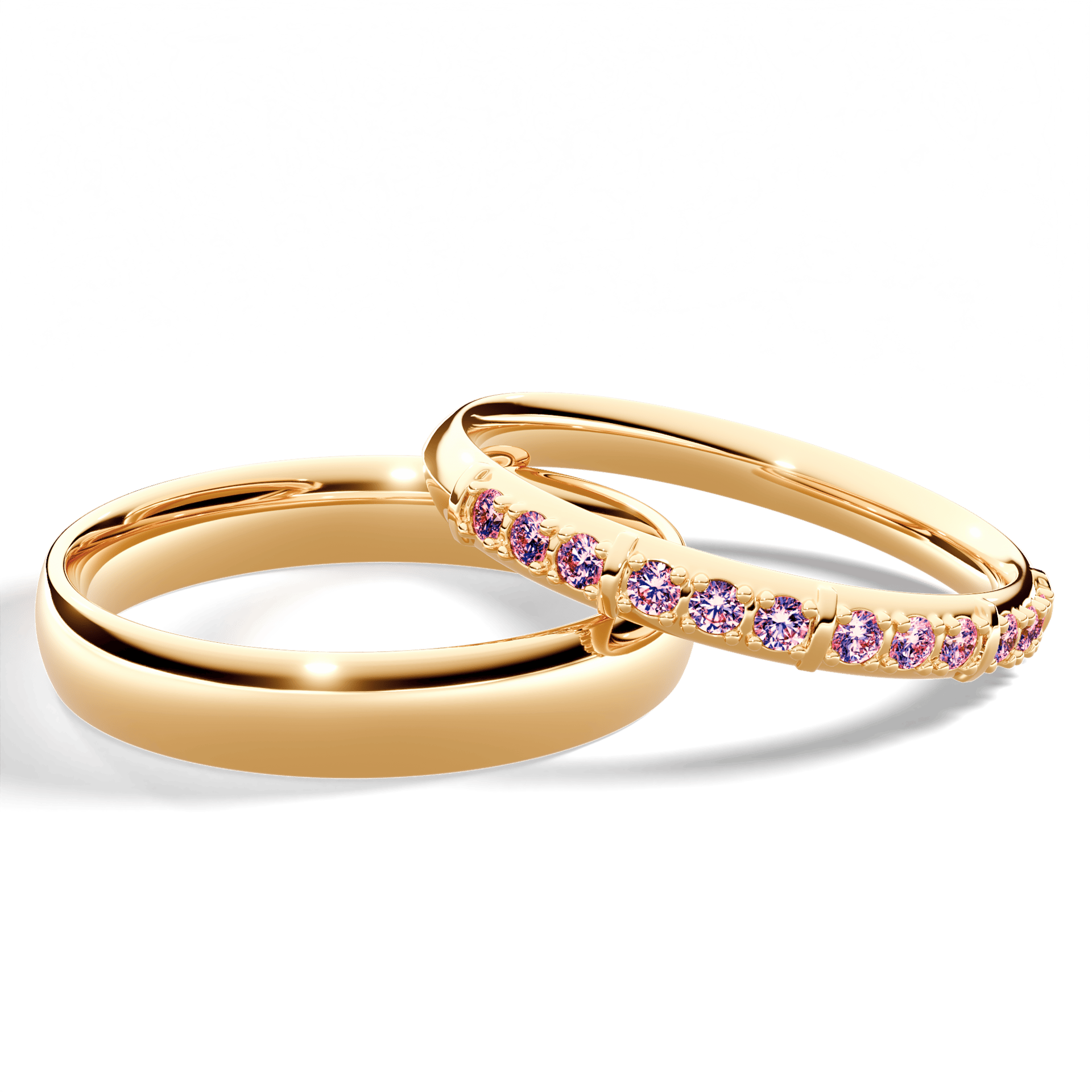 Dostawka Beauty z żółtego złota z różowym diamentem 0,18ct